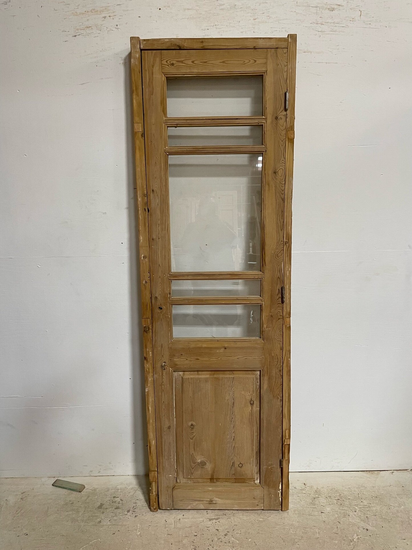 Antique French door (frame 84x26.5, door 82x23) with glass F0626