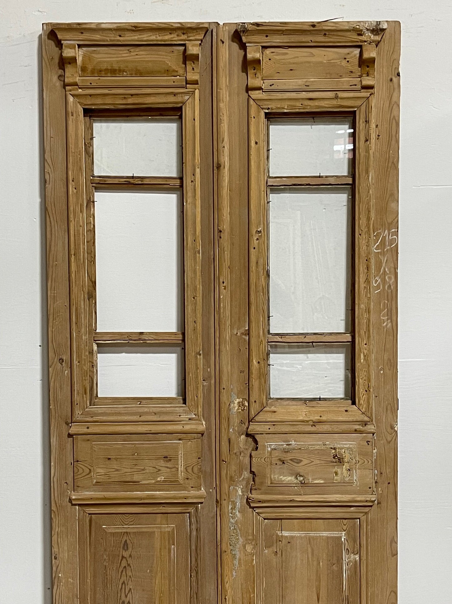 Antique French doors with glass  (84.5x38) H0107s