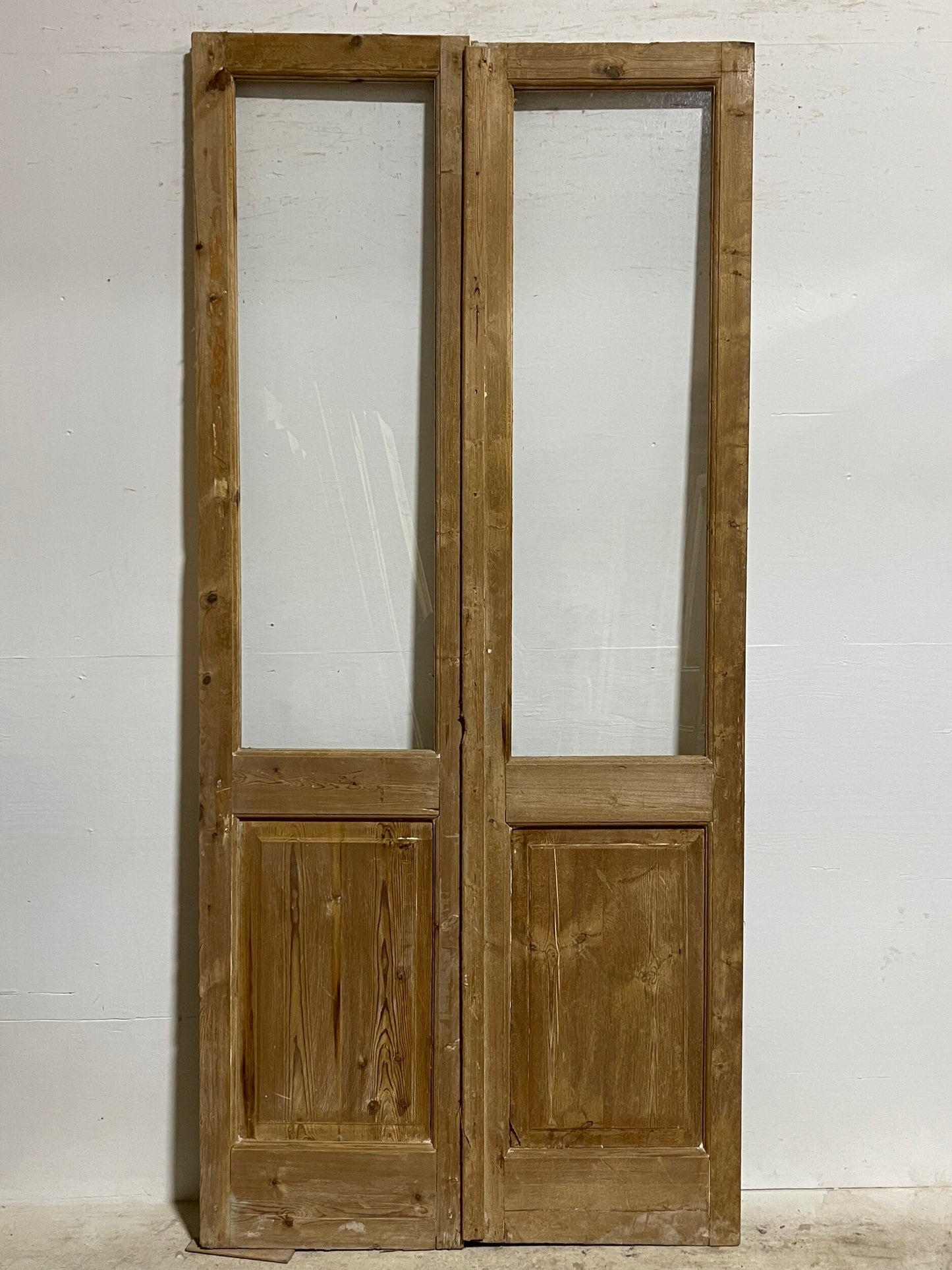 Antique French Panel Door with Glass (96.25 x 44) I012