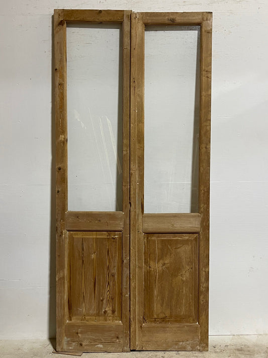 Antique French Panel Door with Glass (96.25 x 44) I012