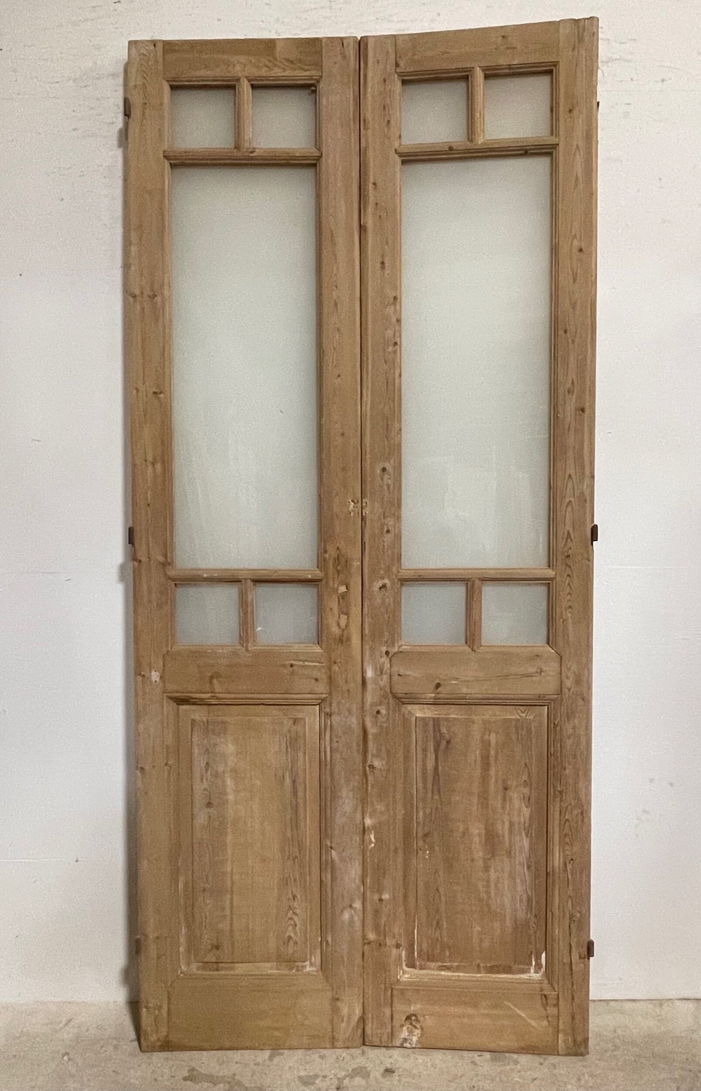 Antique French panel doors with glass (100x45.25) I250