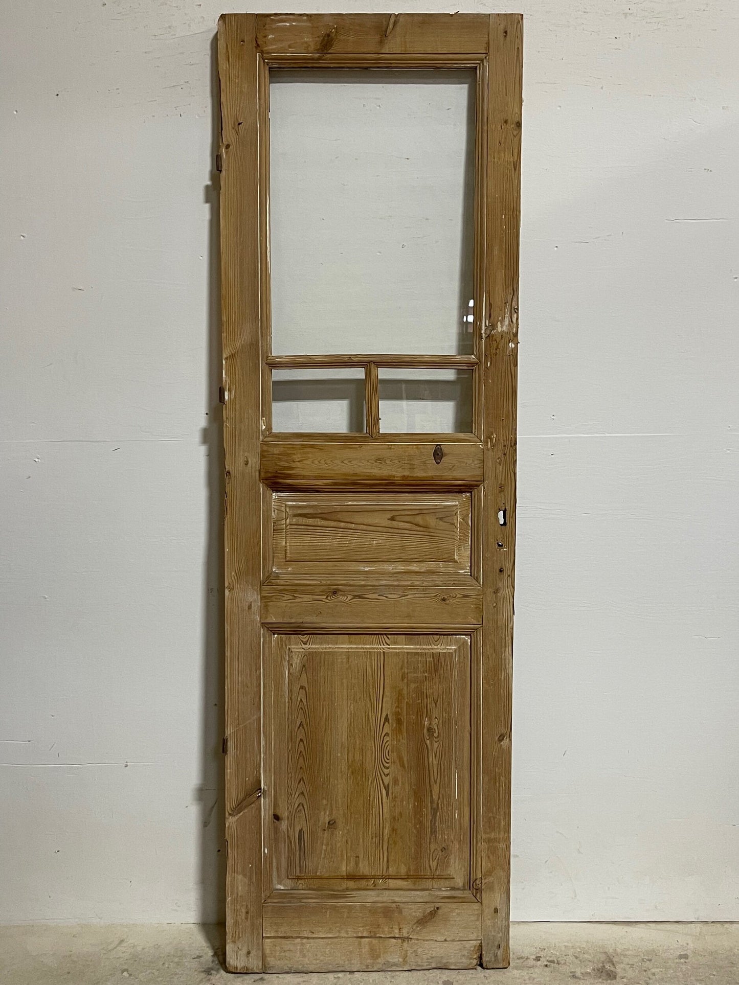 Antique French panel door with glass (84.5x26) I217