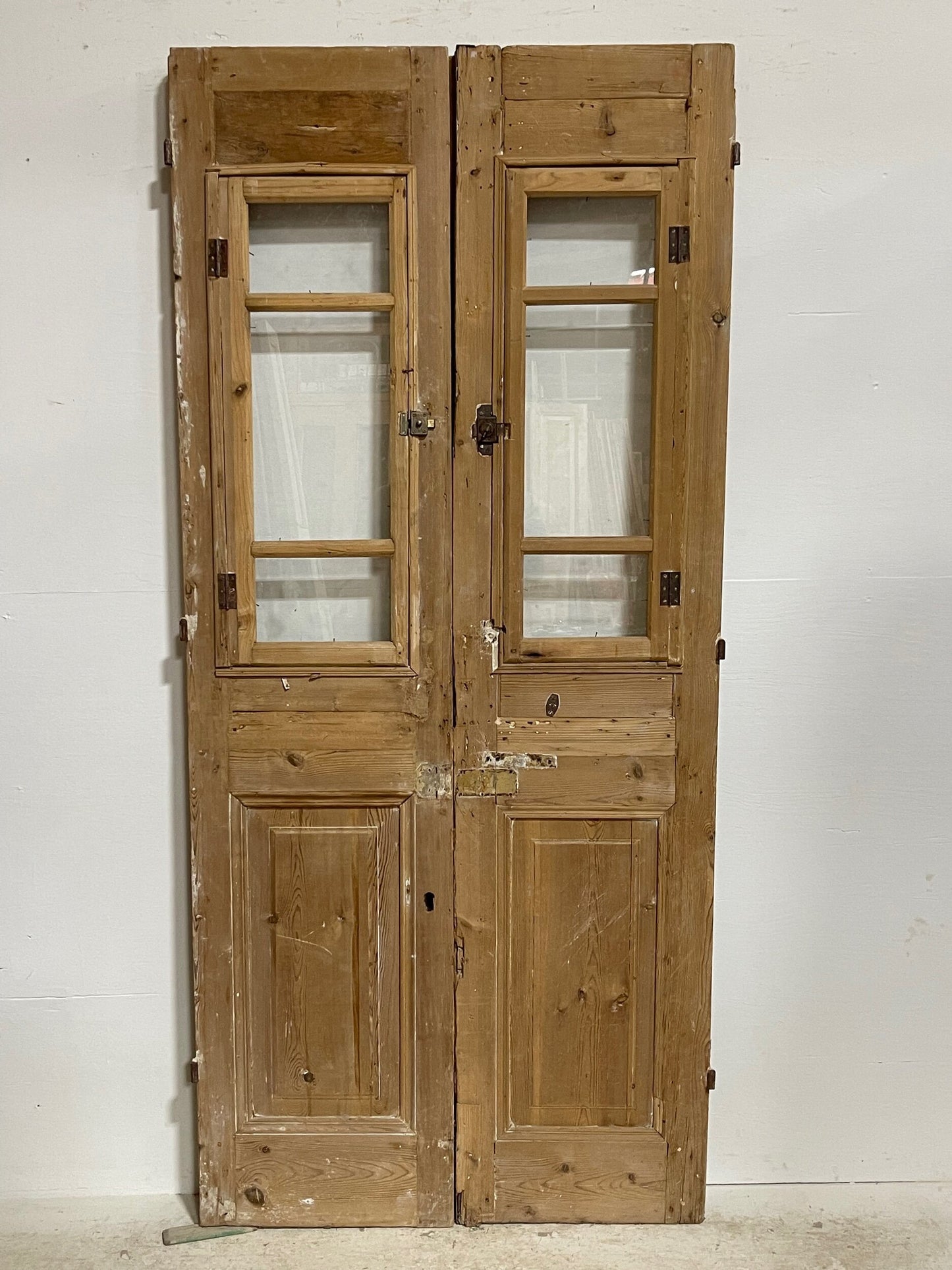 Antique French doors with glass (84.5x38.5) H0110s