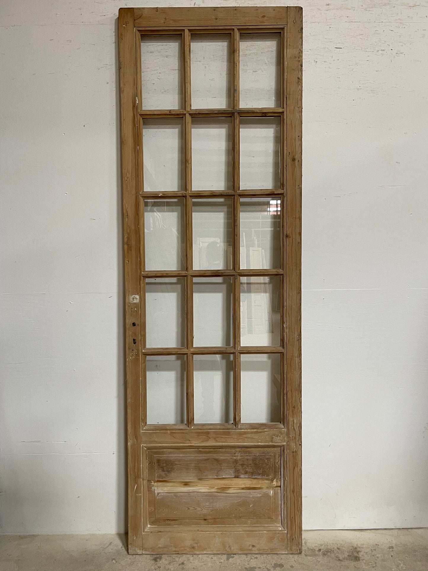 Antique French panel door with glass (98x32) I230