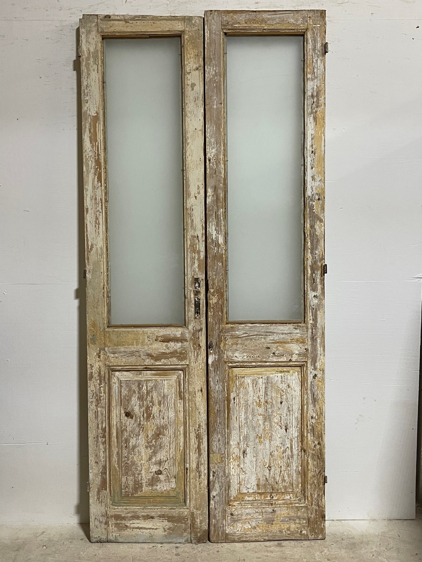 Antique French panel doors with glass (96.5 x 44) I021