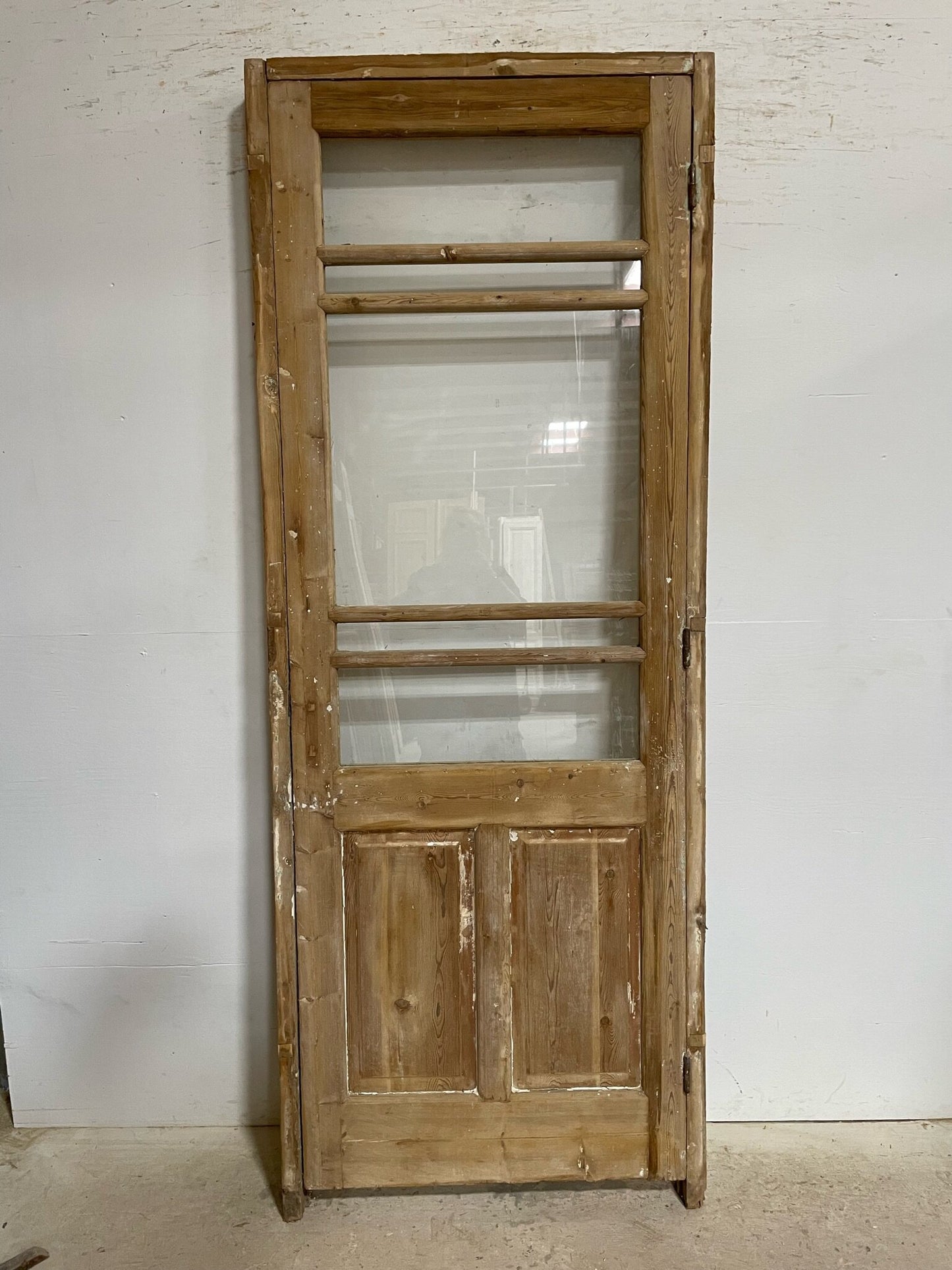 Antique French door (frame 92.5x35.25, door 88x32) with glass F0653