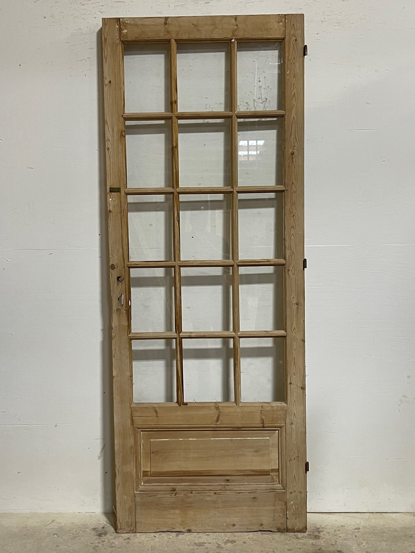 Antique French panel door with glass (85.25x32.5) I228