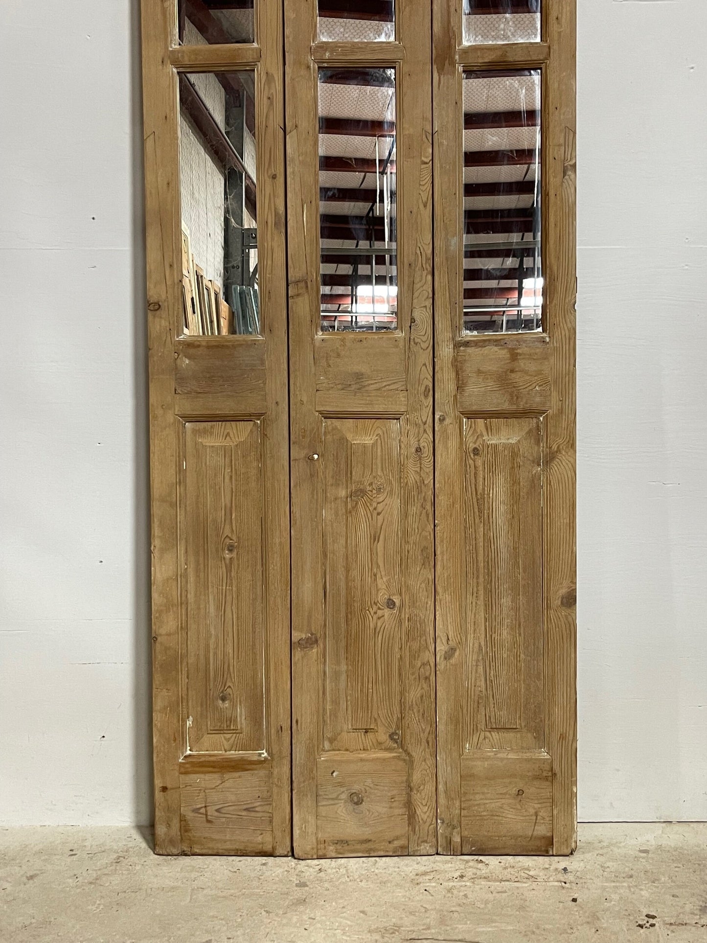 Antique French doors with mirror (106.5x33.5) H0256s