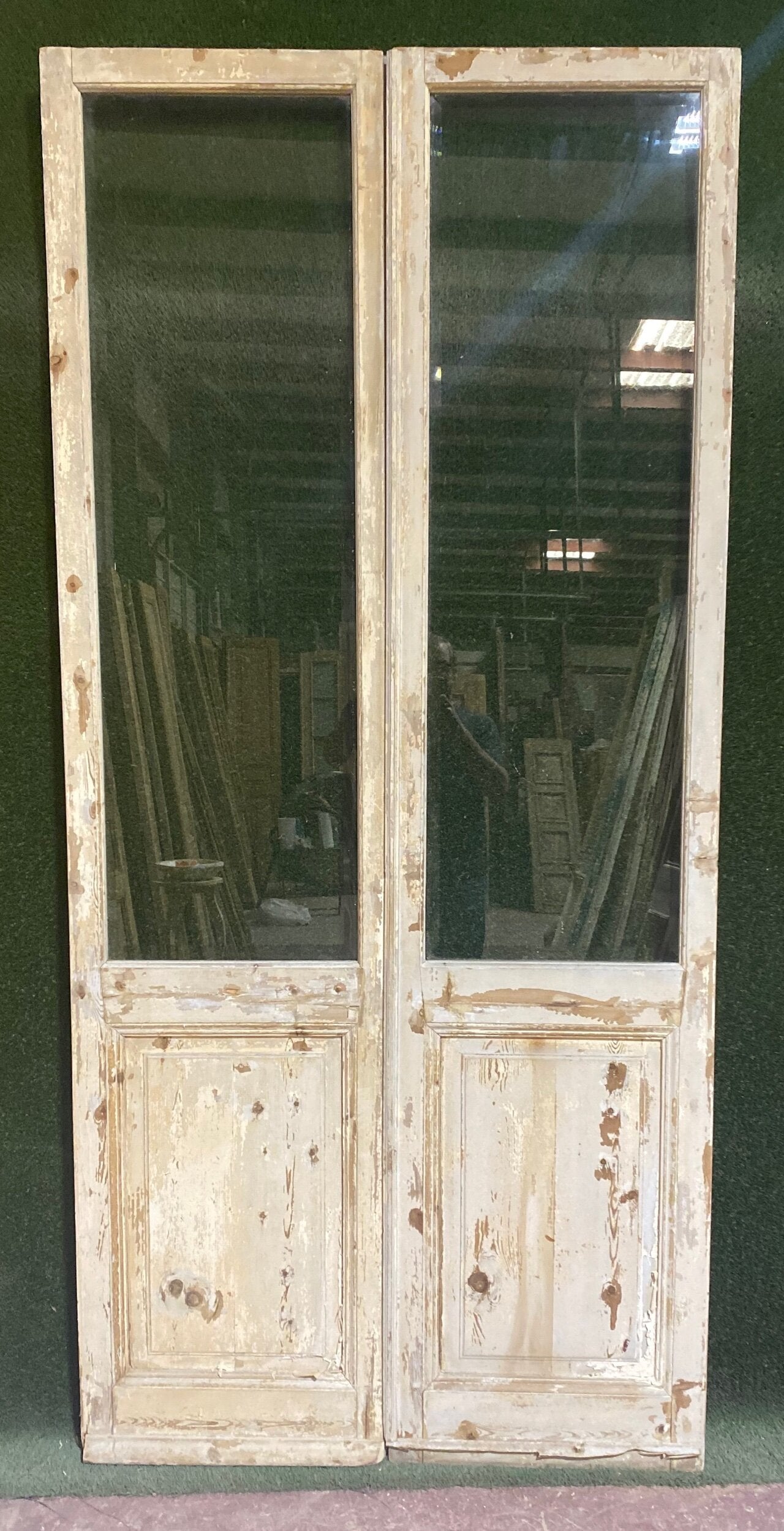Antique French door (104.25x48) with glass D969