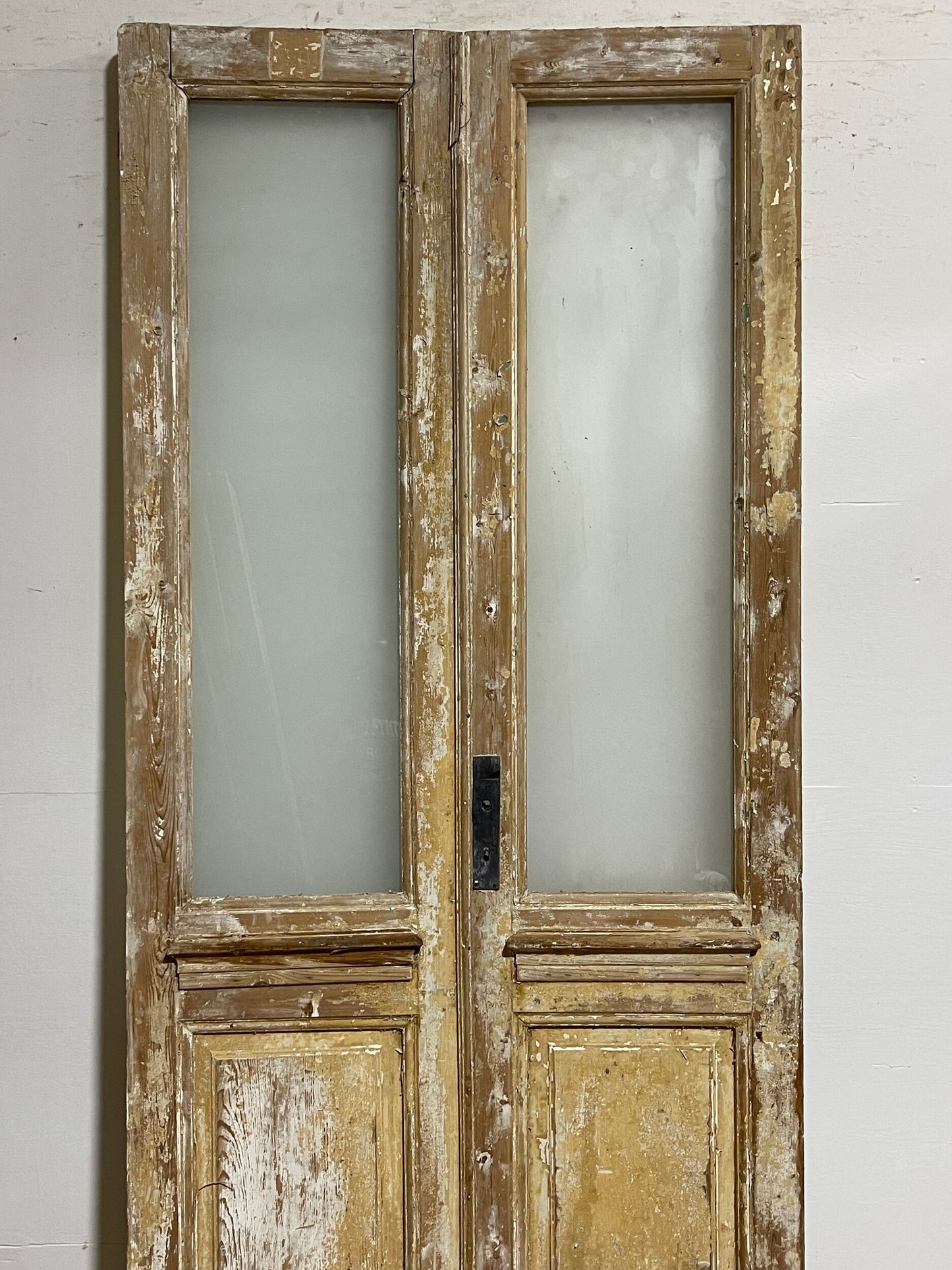 Antique French paenl doors with glass (97.75 x 43) I020