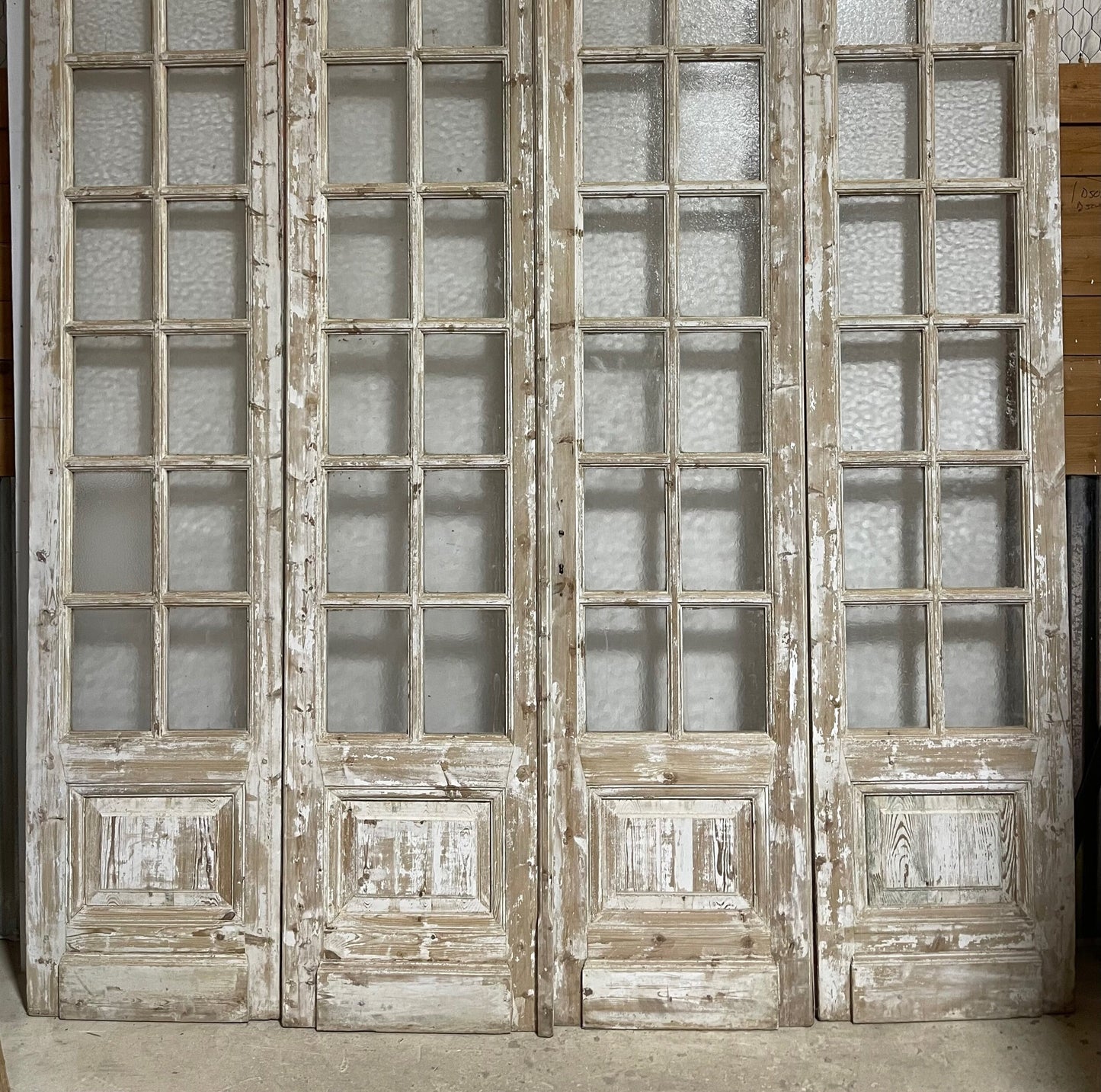Antique French panel doors with glass (104.5 x 96) I047