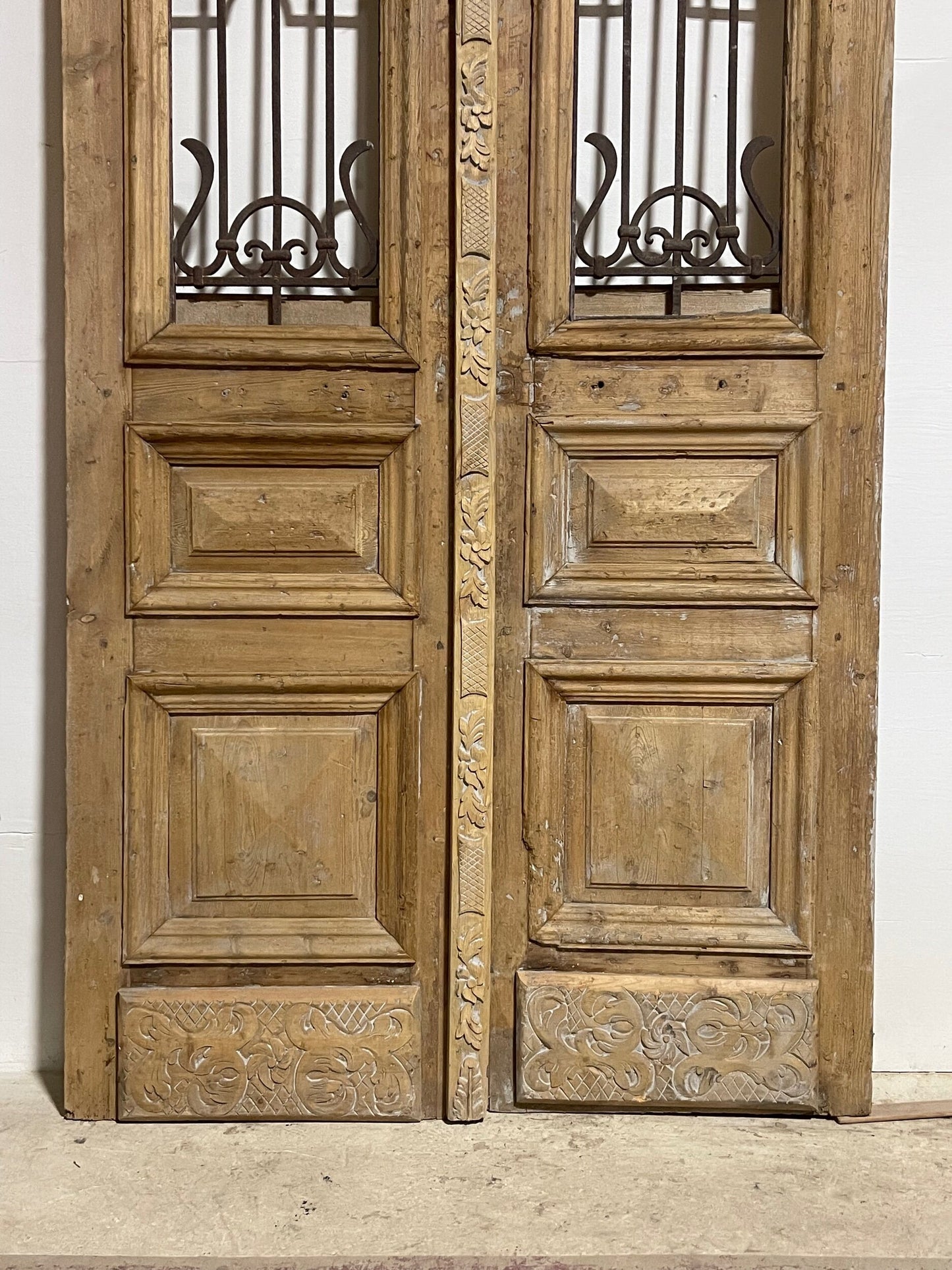 Antique French Panel Doors with Metal (108 x 50.5) I009