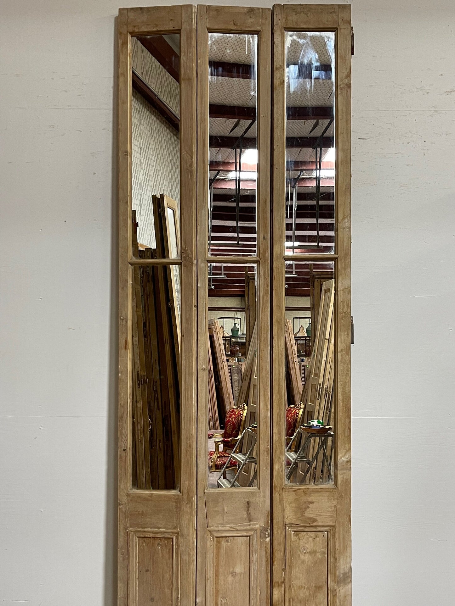 Antique French doors with mirrors  (111.5x35) H0240s