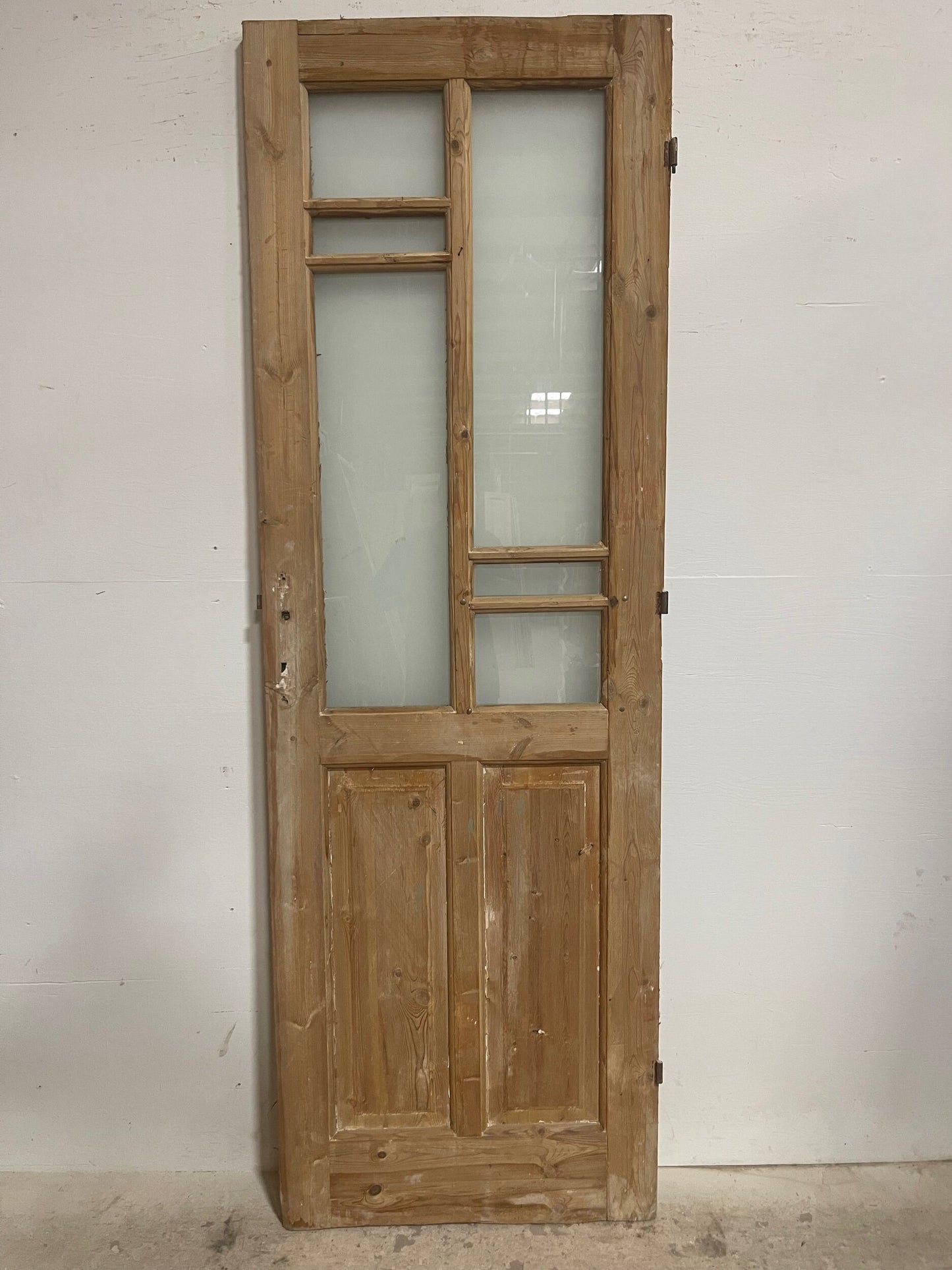 Antique French panel door with glass (85x28.25) I218