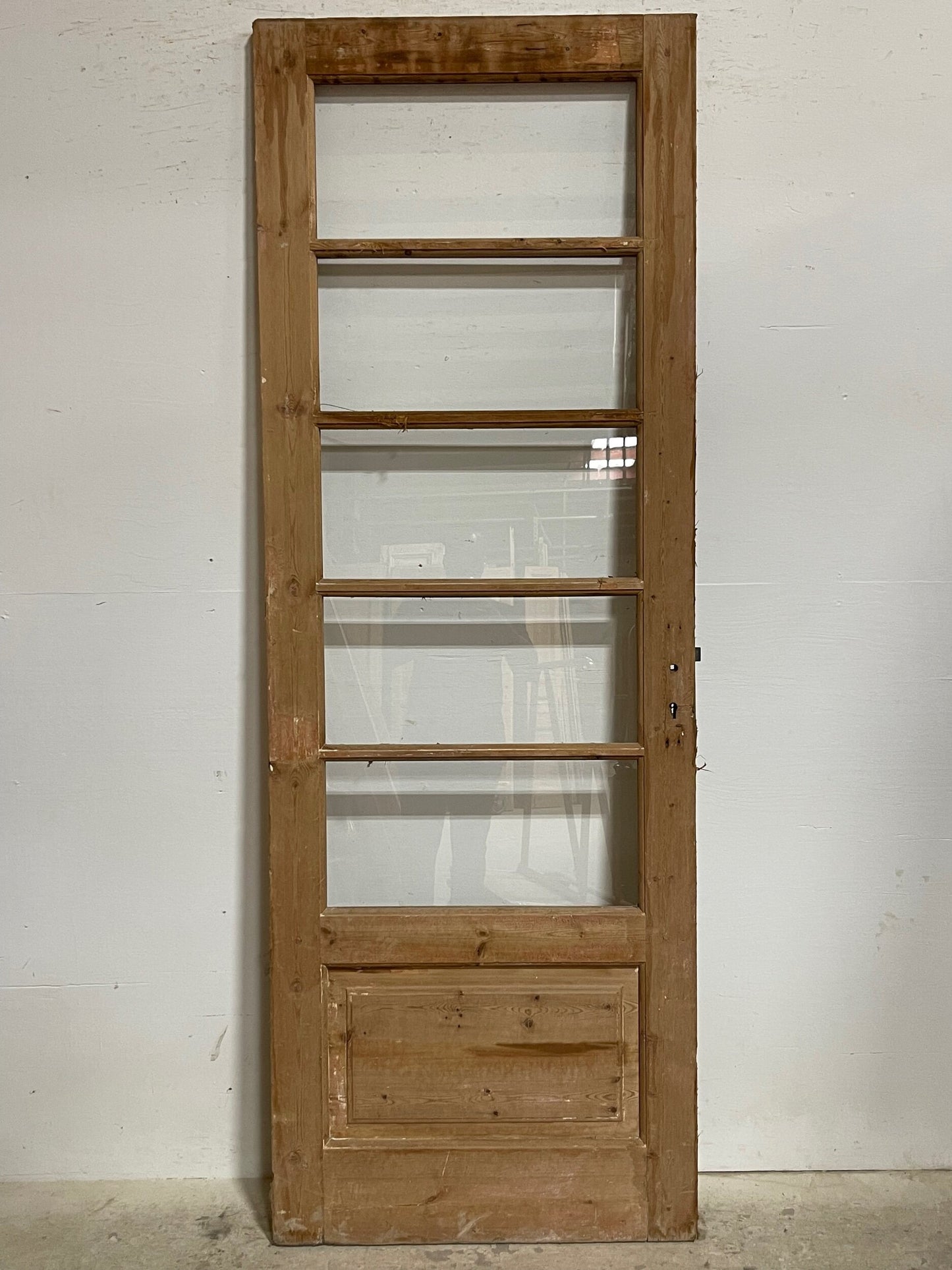Antique French panel door with glass (89x31.25) I222
