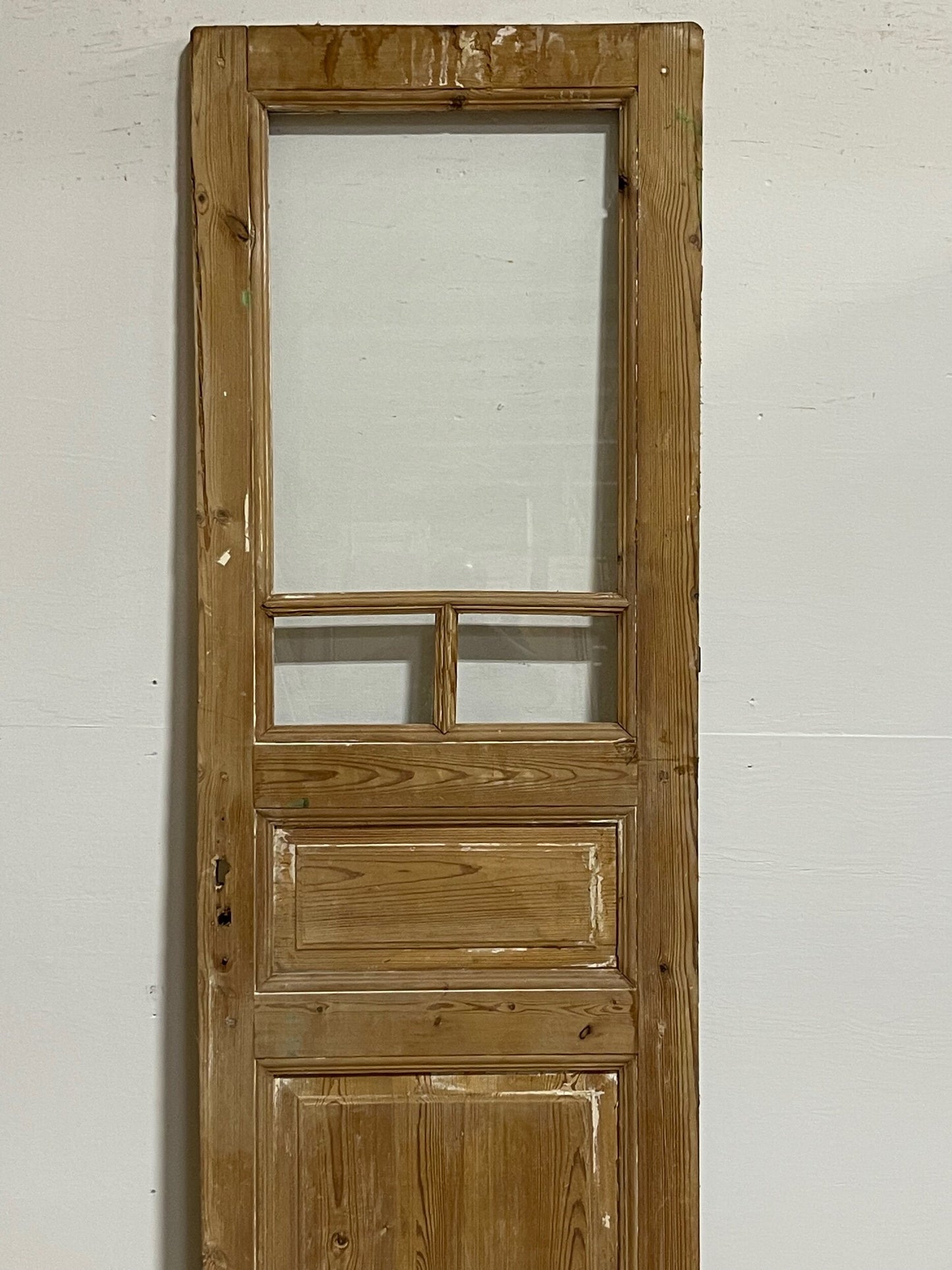 Antique French panel door with glass (84.5x26) I217