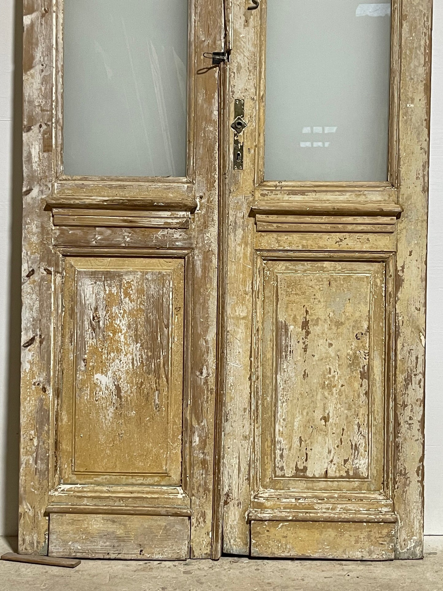 Antique French panel doors with glass (96.5 x 44) I021