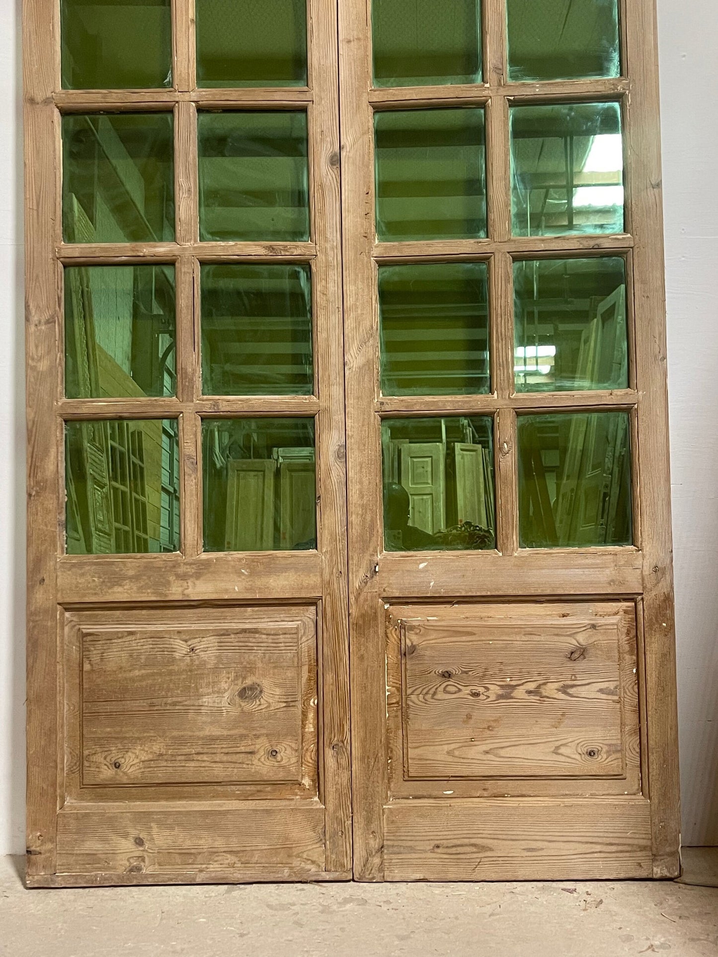 Antique French panel doors with glass (83x47.25) I237