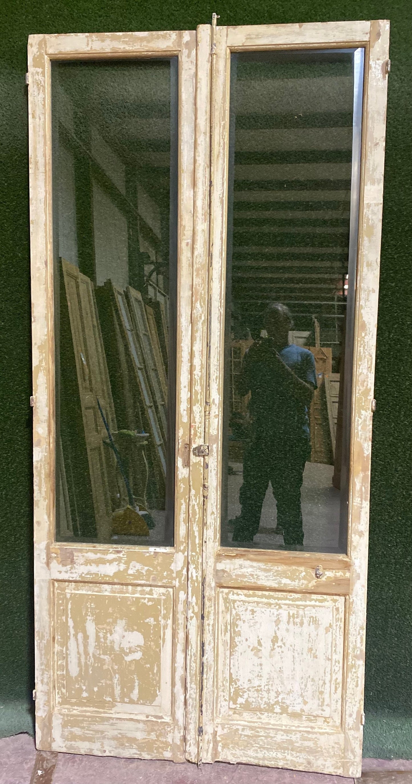 Antique French door (94.75x44.25) with glass D169