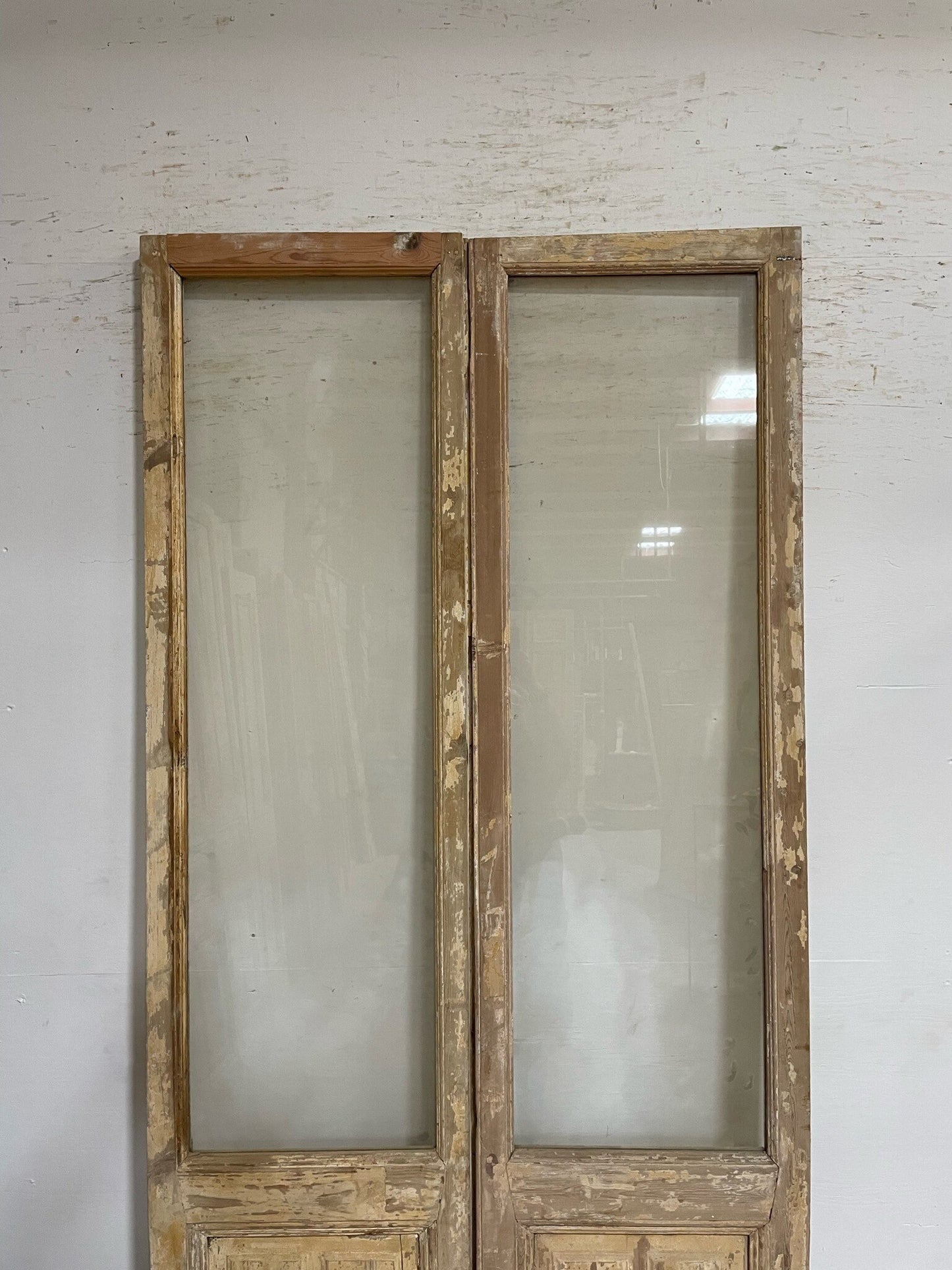 Antique French door (97x42.25) with glass F0766