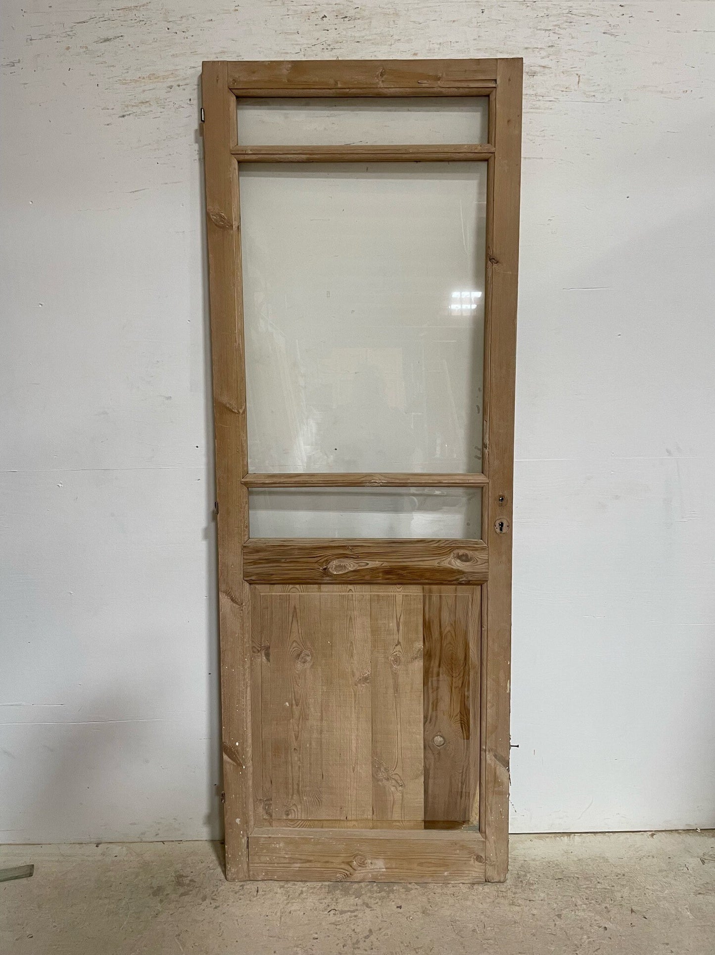 Antique French door (90x32.75) with glass F0658