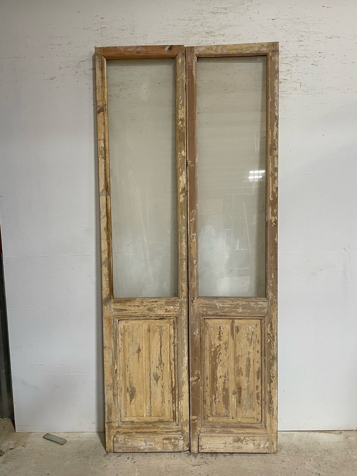 Antique French door (97x42.25) with glass F0766