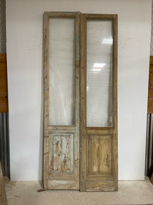 Antique French door (113.75x48) with glass F0318