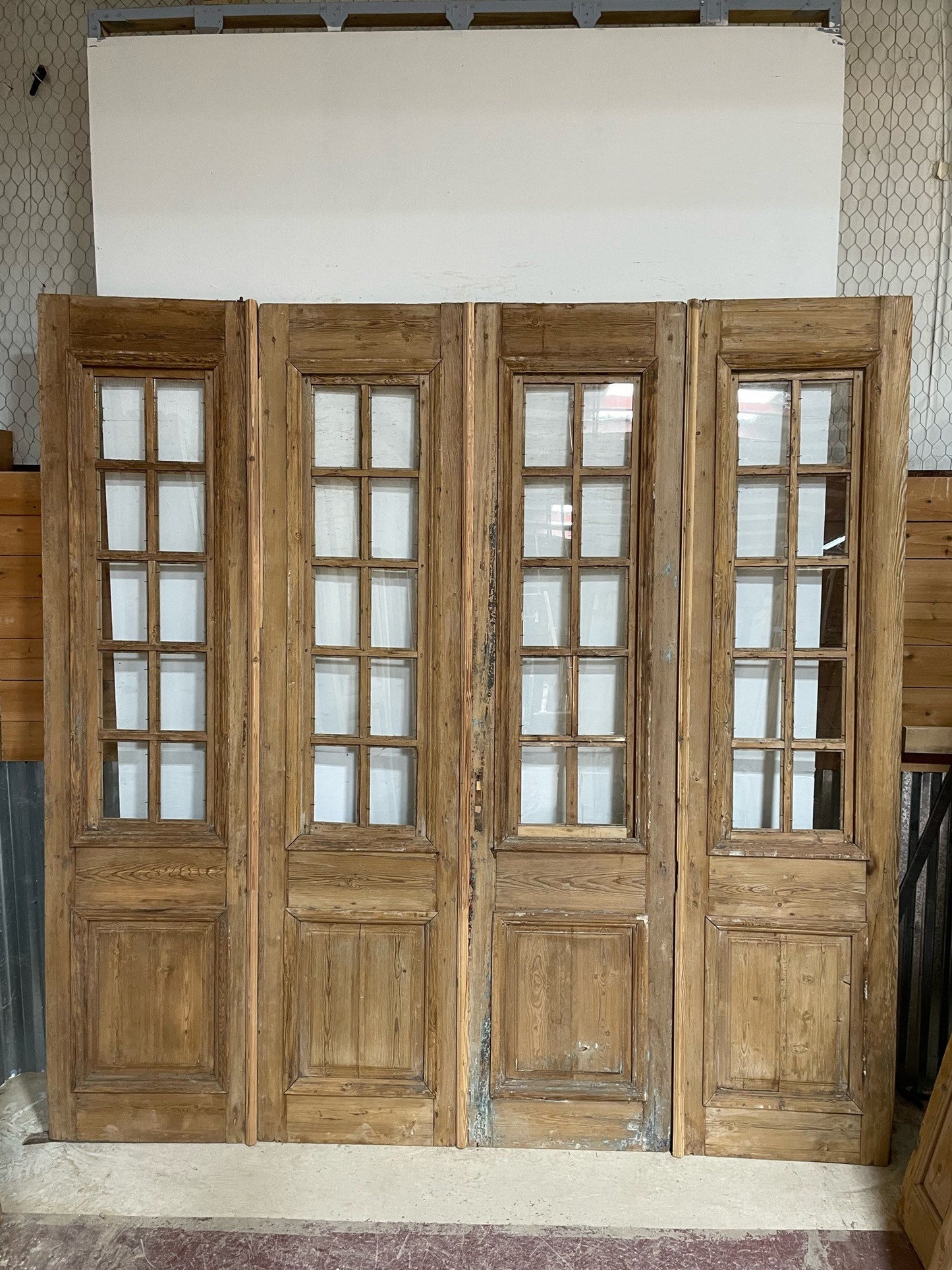 Antique French door (110.5x110.75) with glass F0880