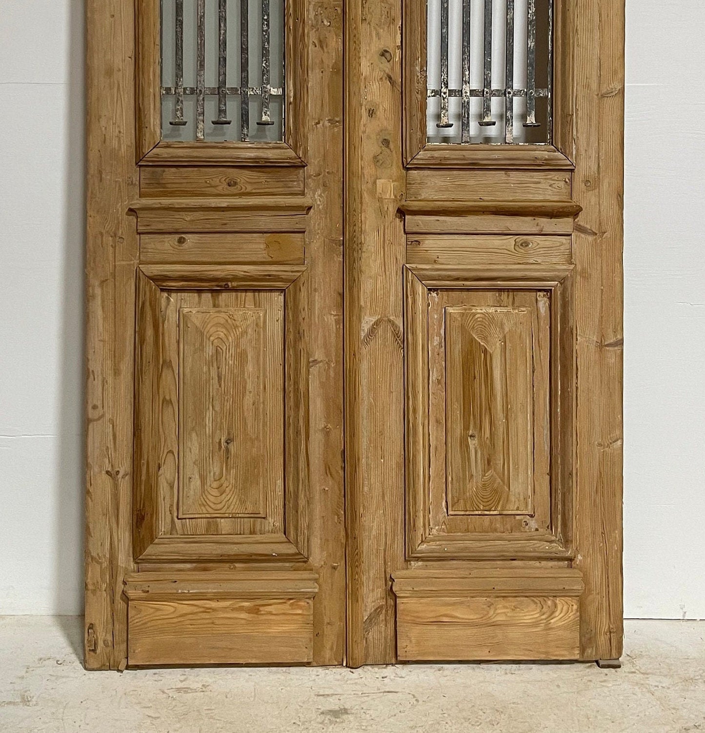 Antique French panel door with metal (97.75x44.25) G0980s