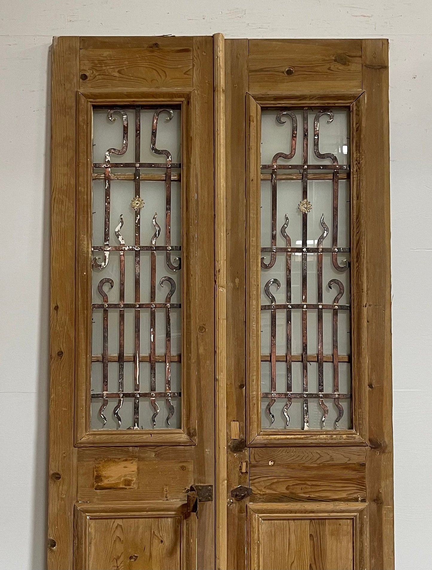Antique French panel door with iron (95x44.25) G1009s
