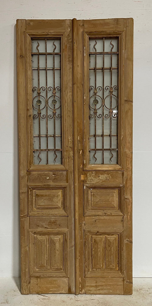 Antique French panel door with metal (92.5x38.5) G0967s   FHL