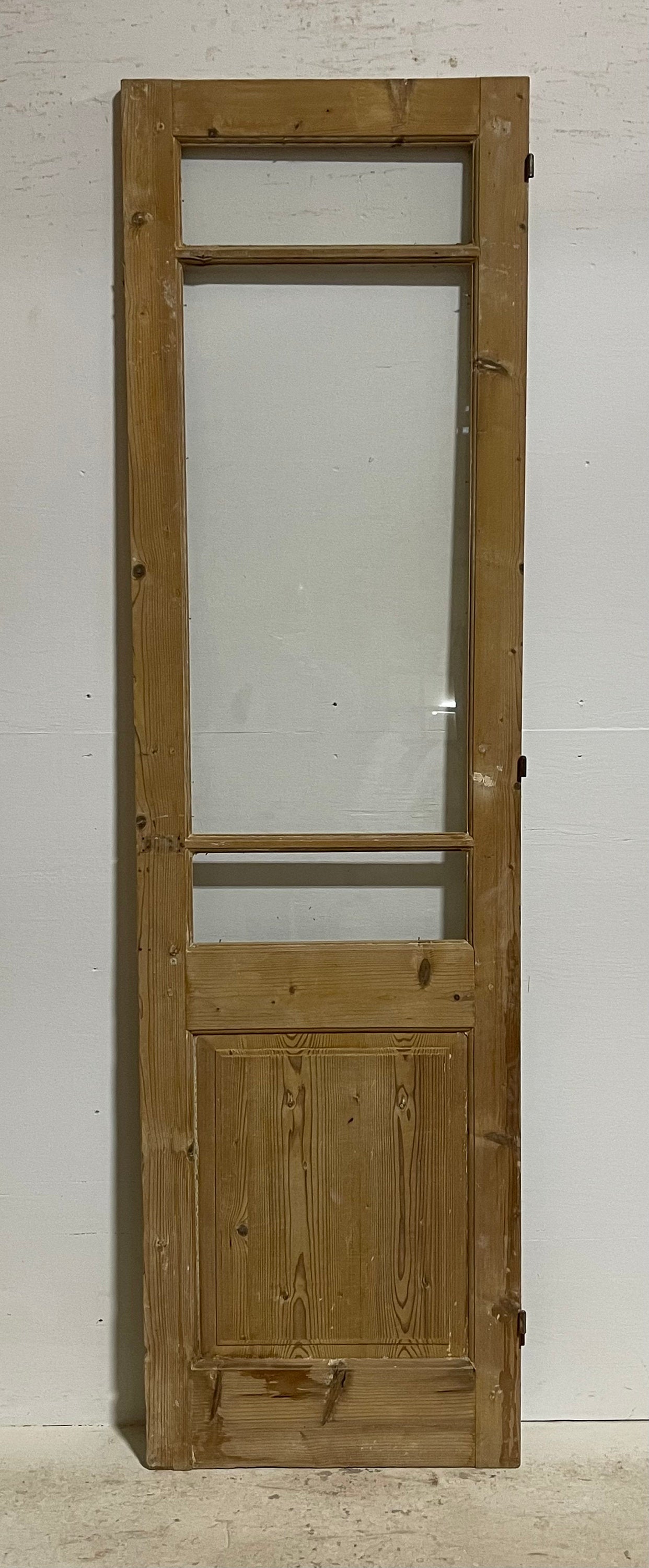 Antique French panel door w/glass  (87.5x24.5) G1421s
