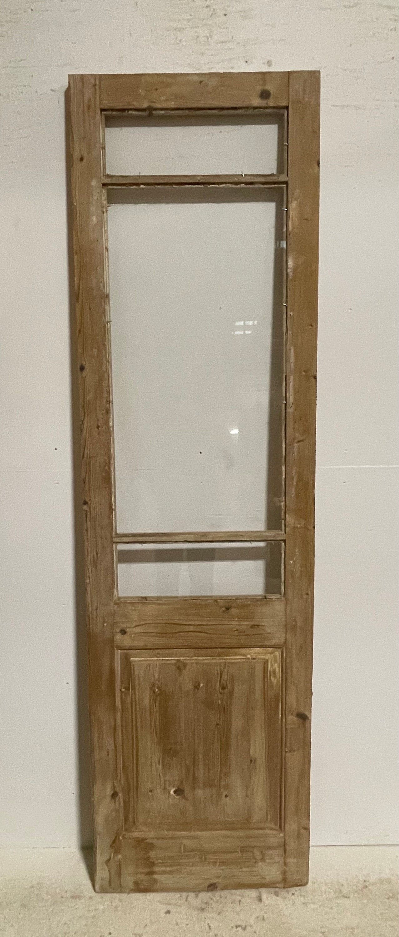 Antique French panel door w/glass  (87.5x24.5) G1421s