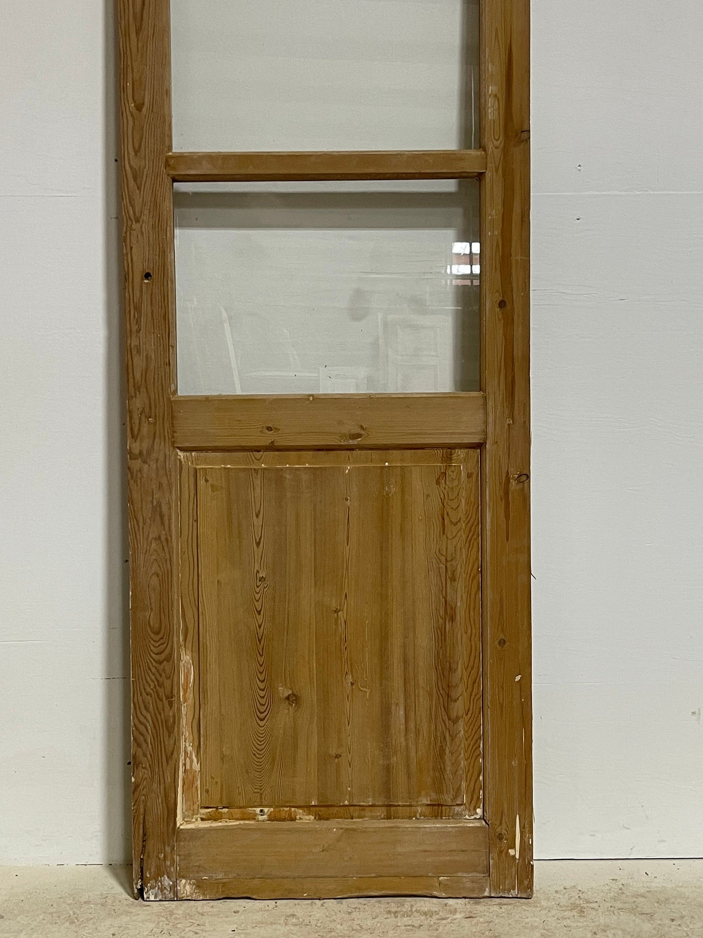 Antique French panel door with glass (84.25x27.25) G1496s(A)