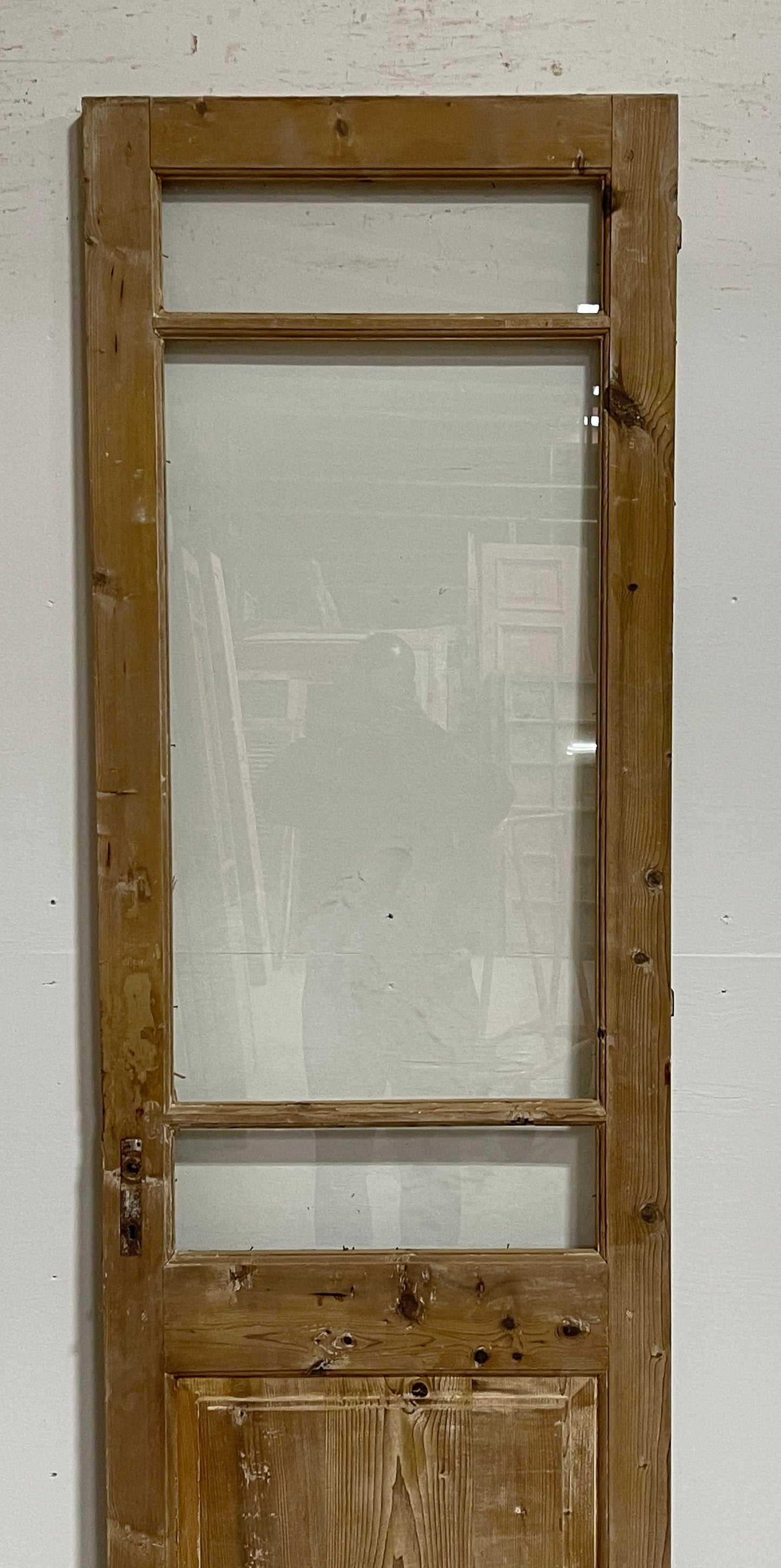 Antique French panel door with glass (87.5x26.5) G1419s