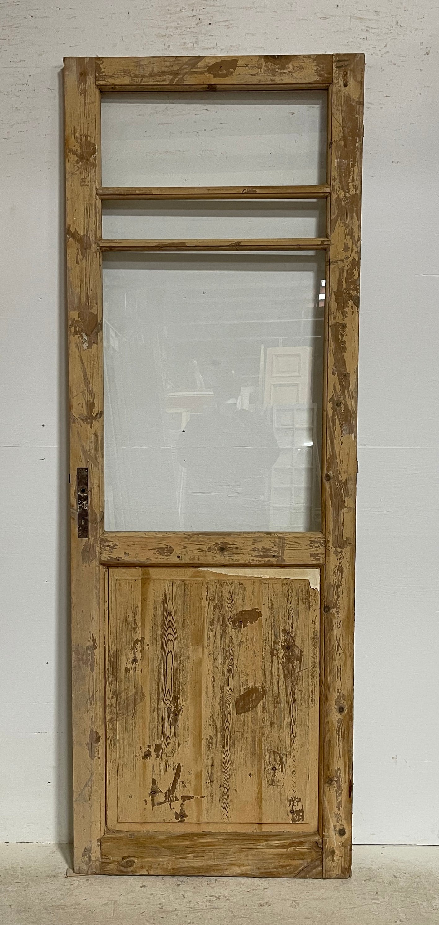 Antique French panel door with glass (89.5x31.5) G1352s