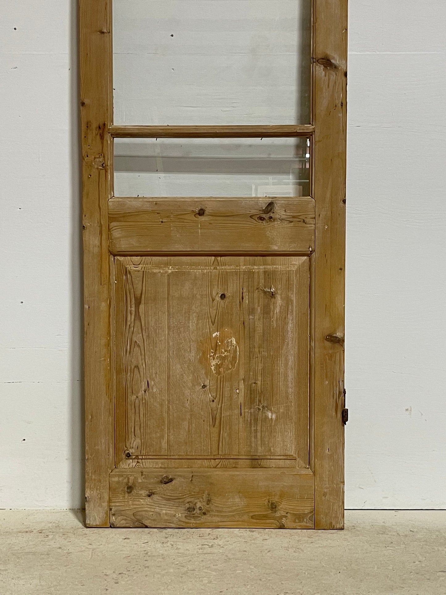 Antique French panel door with glass (85.75x26.25) G1604s