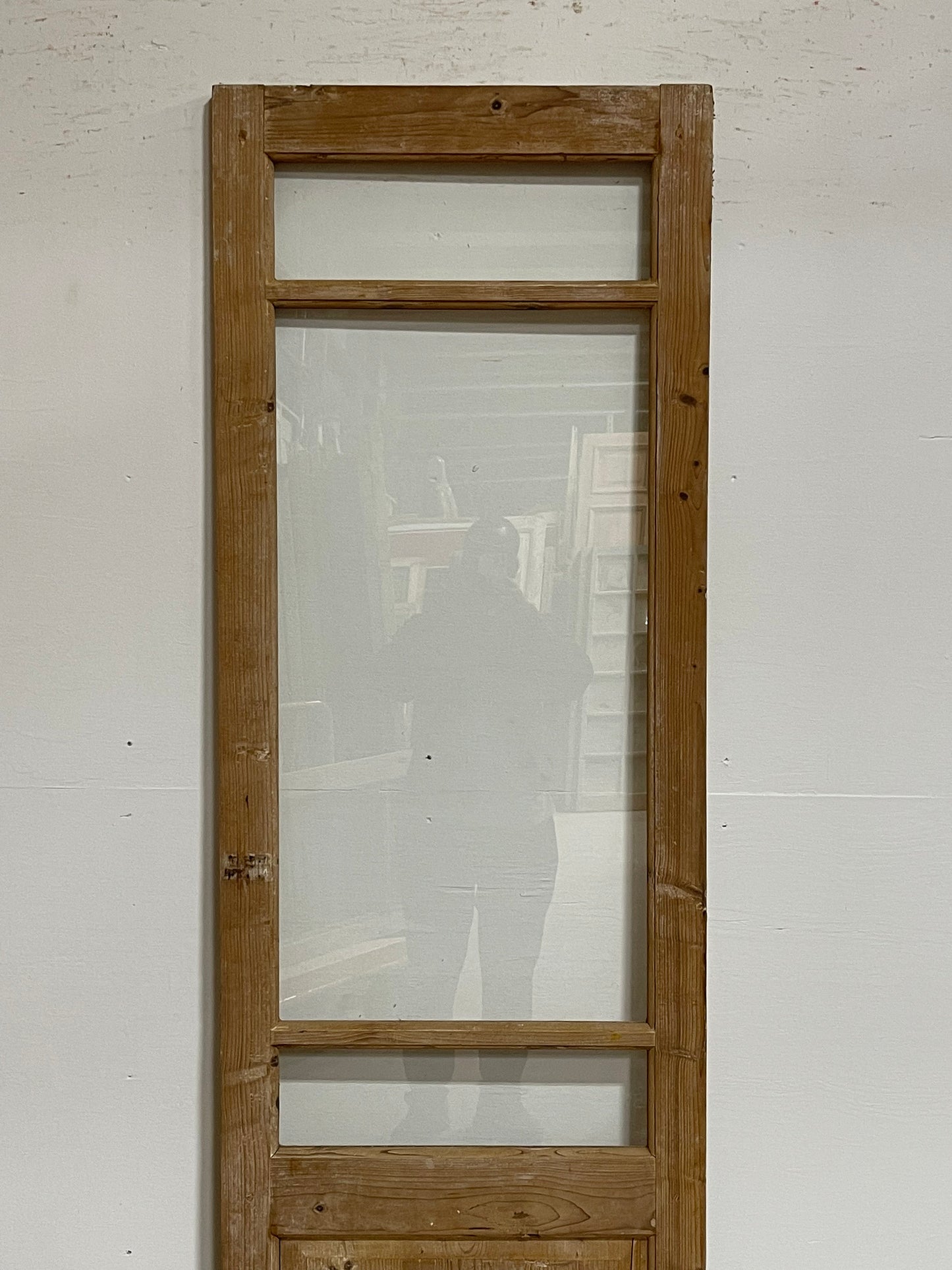 Antique French panel door with glass (84.5x25.5) G1594s