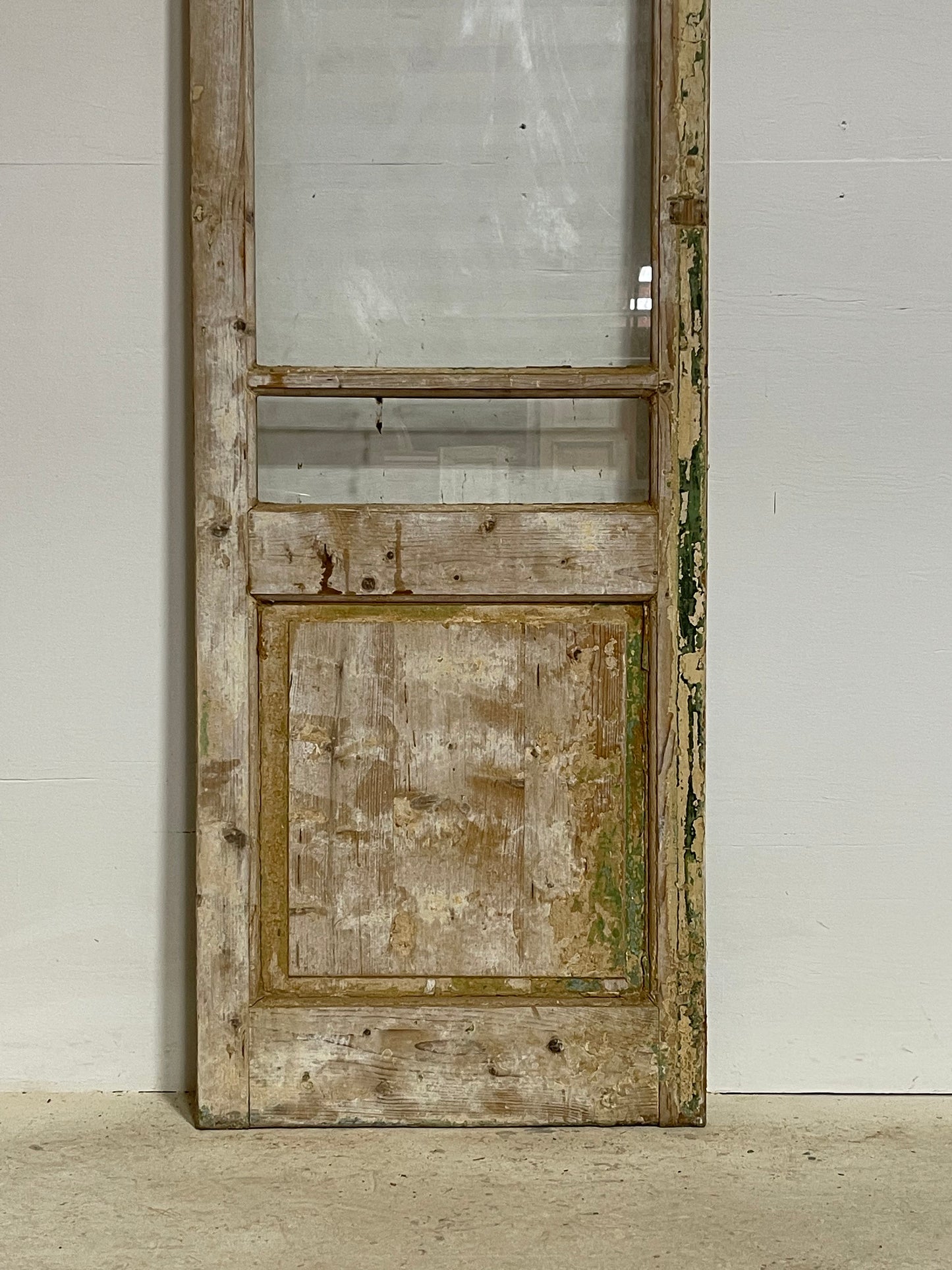 Antique French panel door with glass (86.25x25.25) G1472s