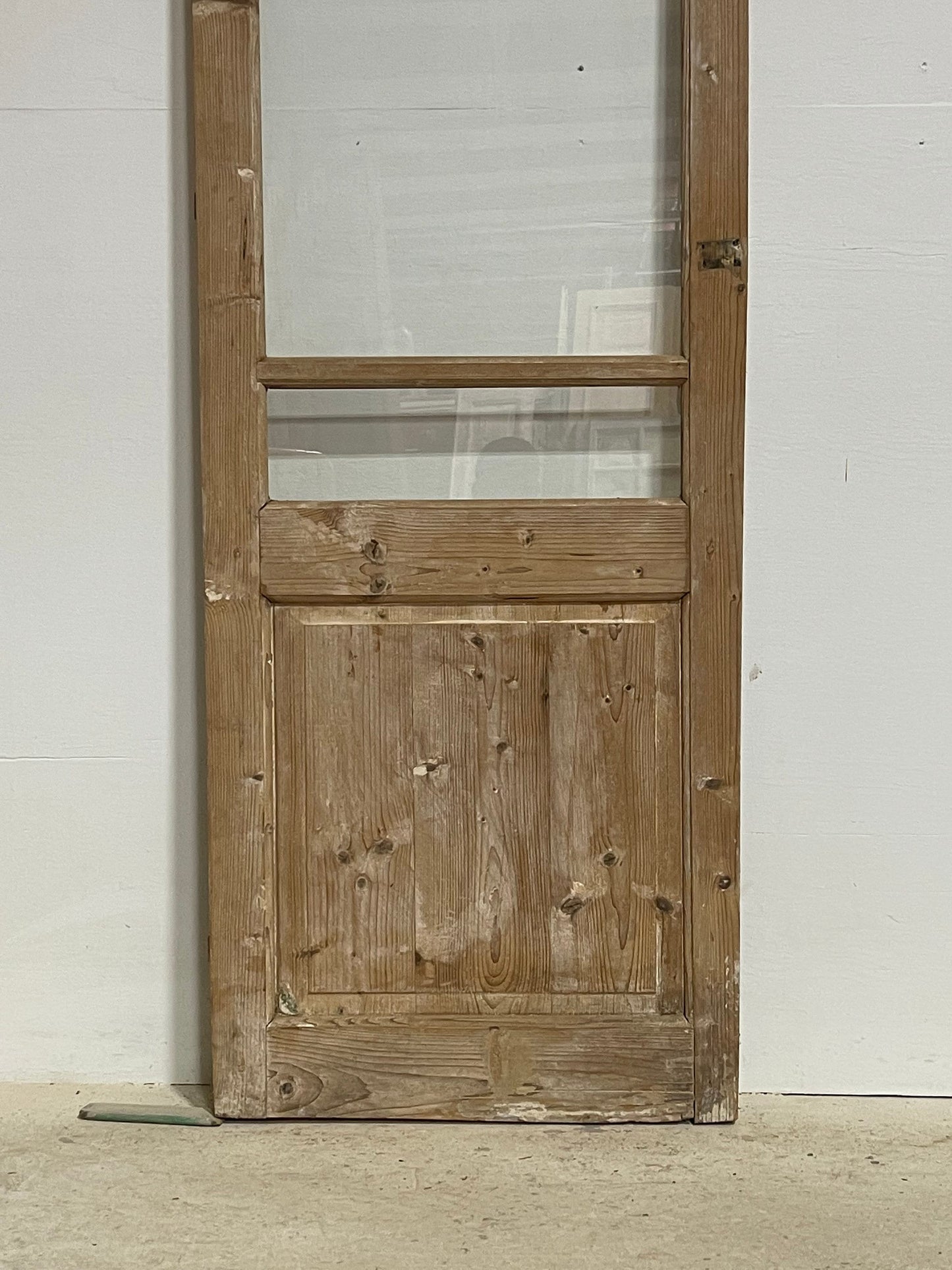 Antique French panel door with glass (84.5x25.5) G1412s