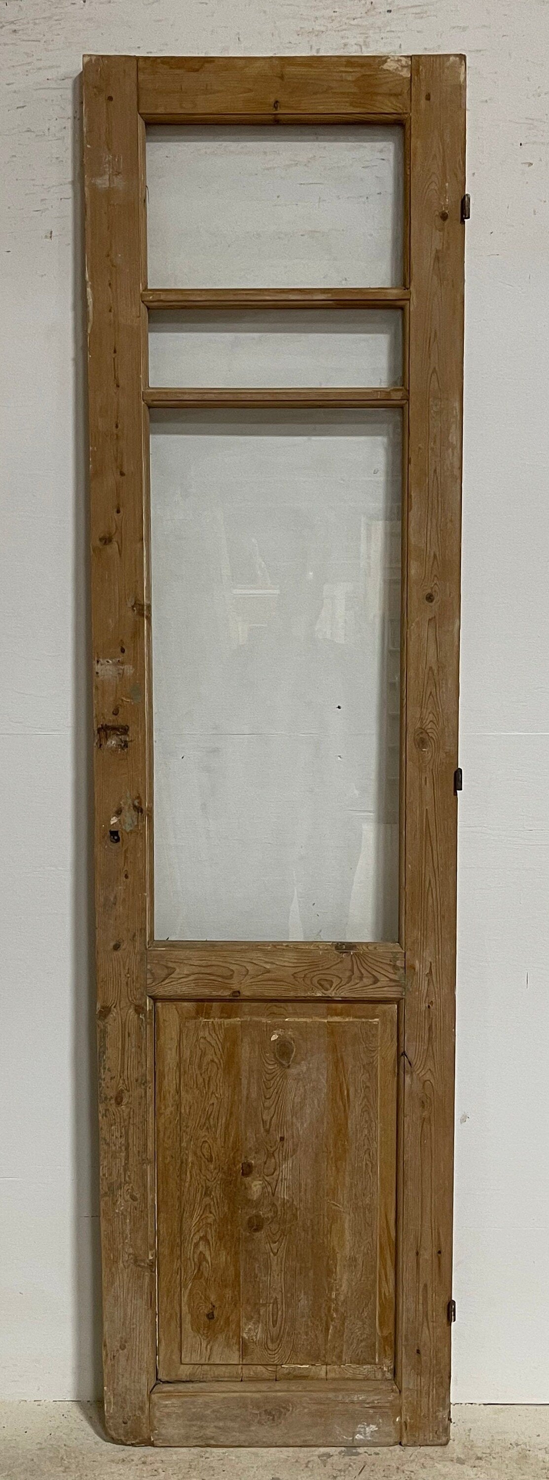 Antique French panel door with glass (90.25x23.75) G1473s