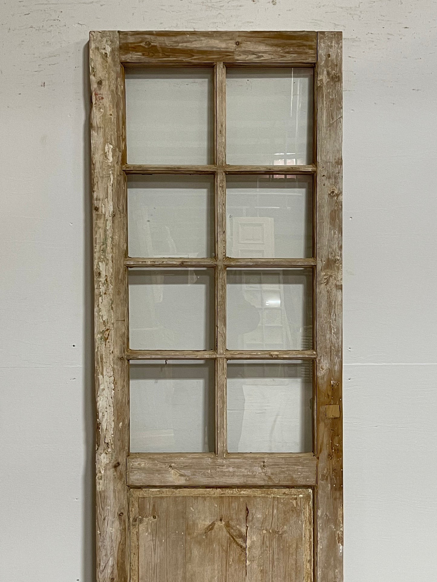 Antique French panel door with glass (86x27.75) G1486s