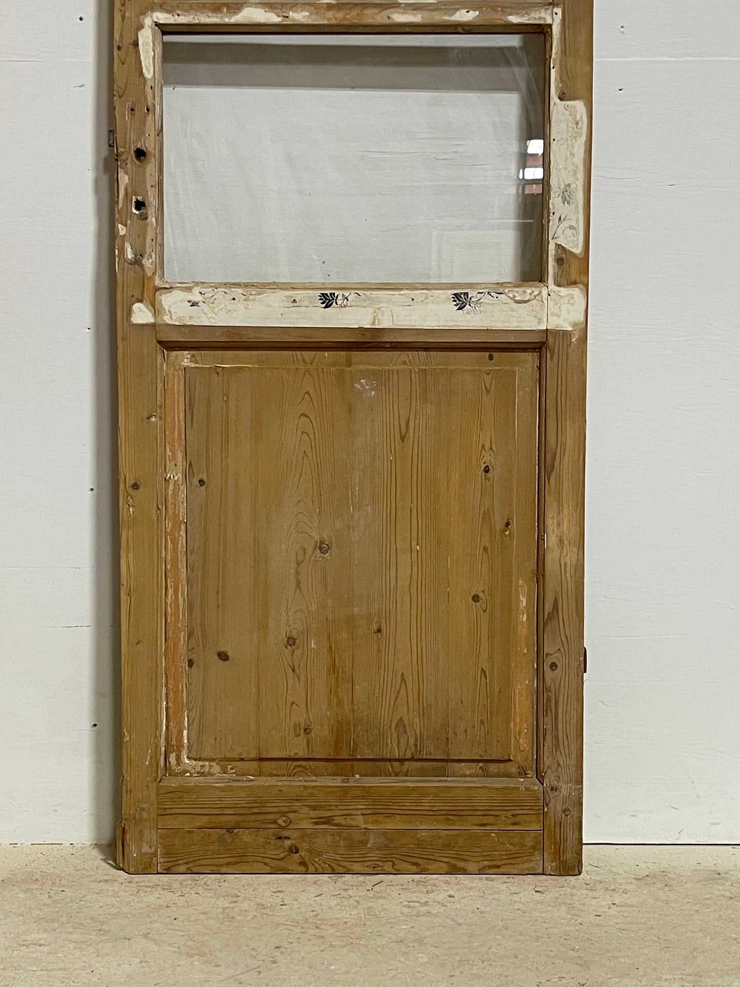 Antique French panel door with glass (85x27.5) G1496s