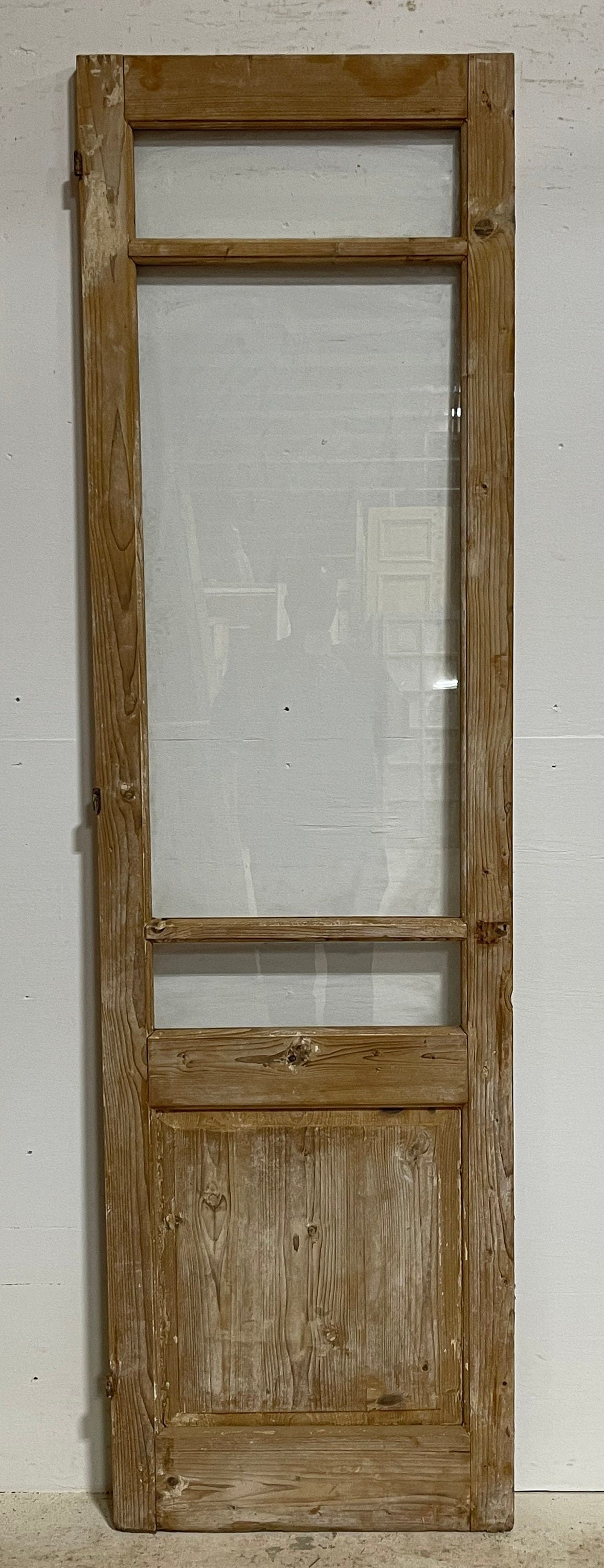 Antique French panel door with glass (88x24.25) G1252s