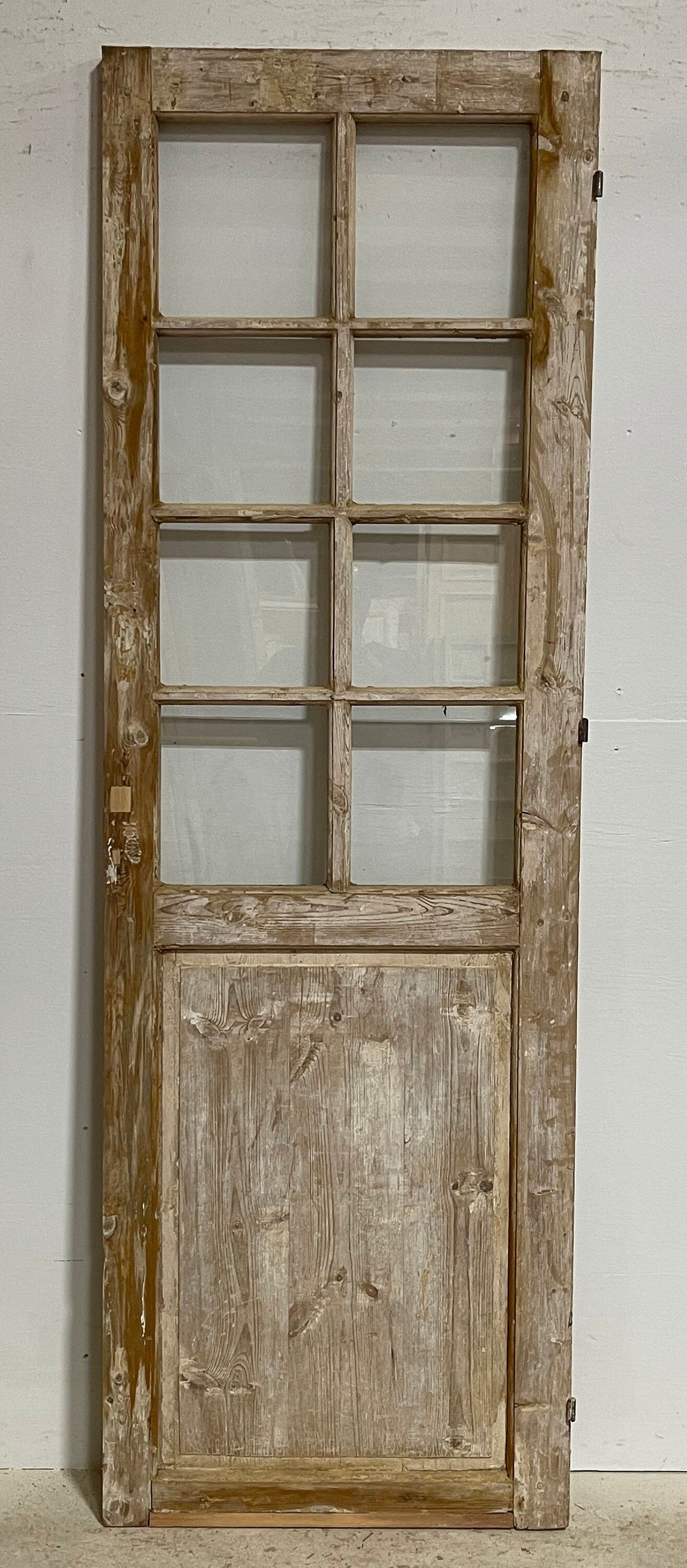 Antique French panel door with glass (86x27.75) G1486s