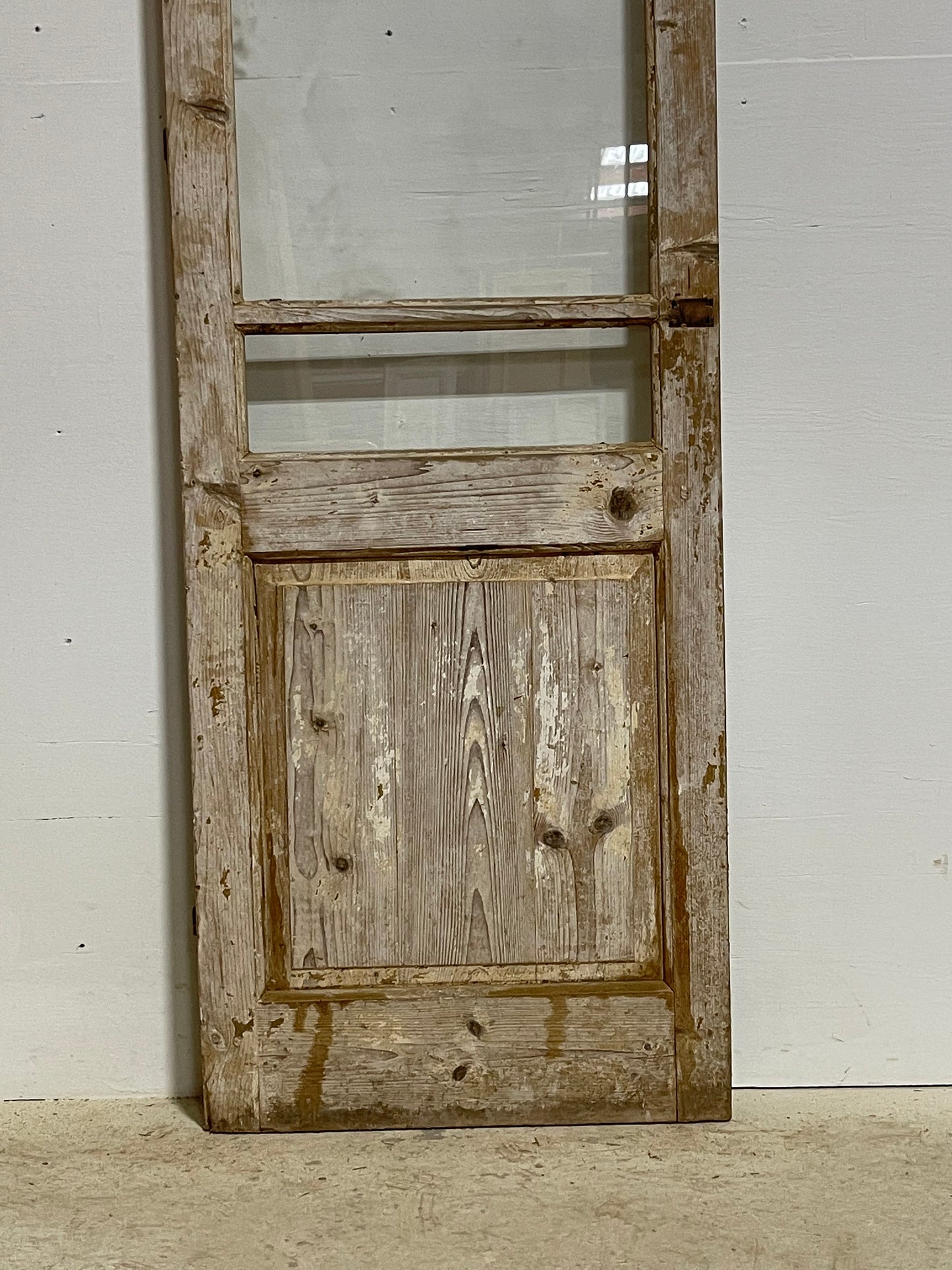 Antique French panel door with glass (86.25x24) G1404s