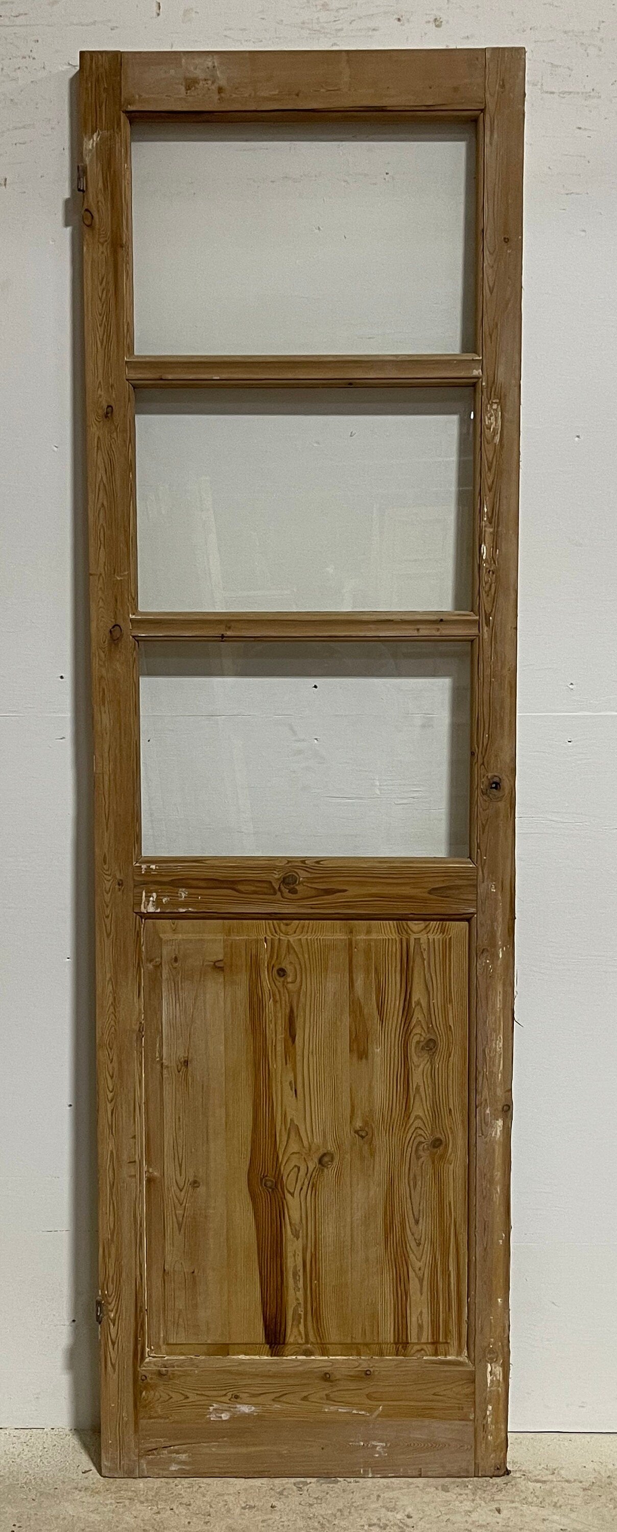 Antique French panel door with glass (87x26) G1504s