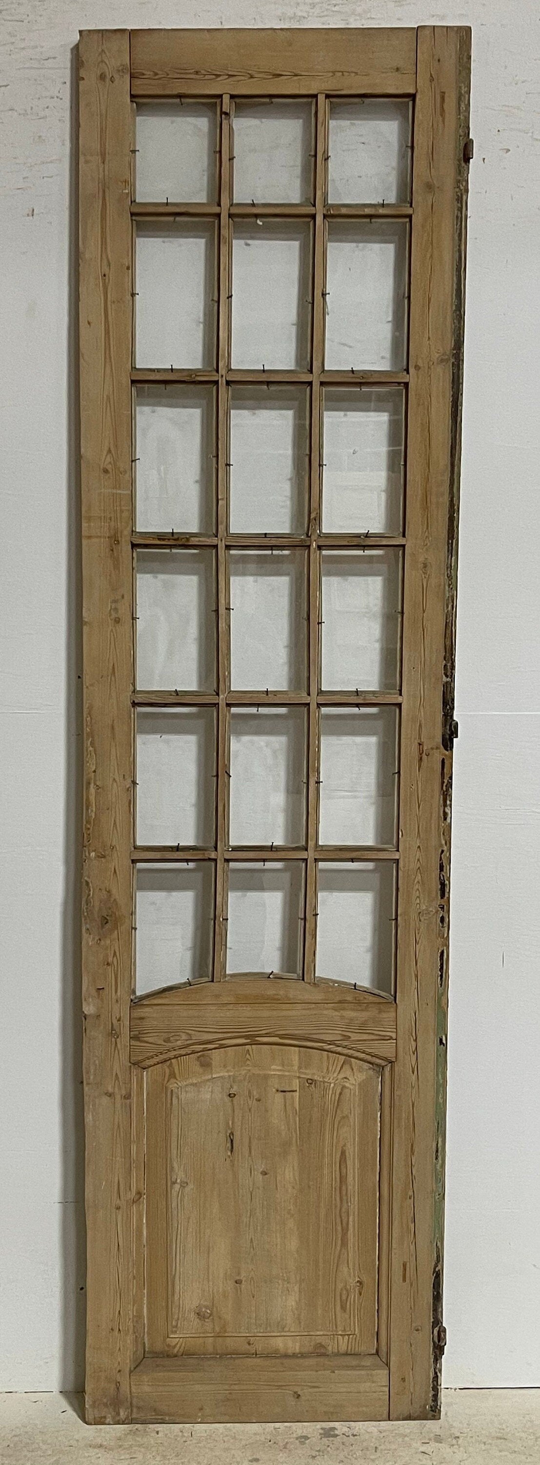 Antique French panel door with glass (91x24.25) G1539s