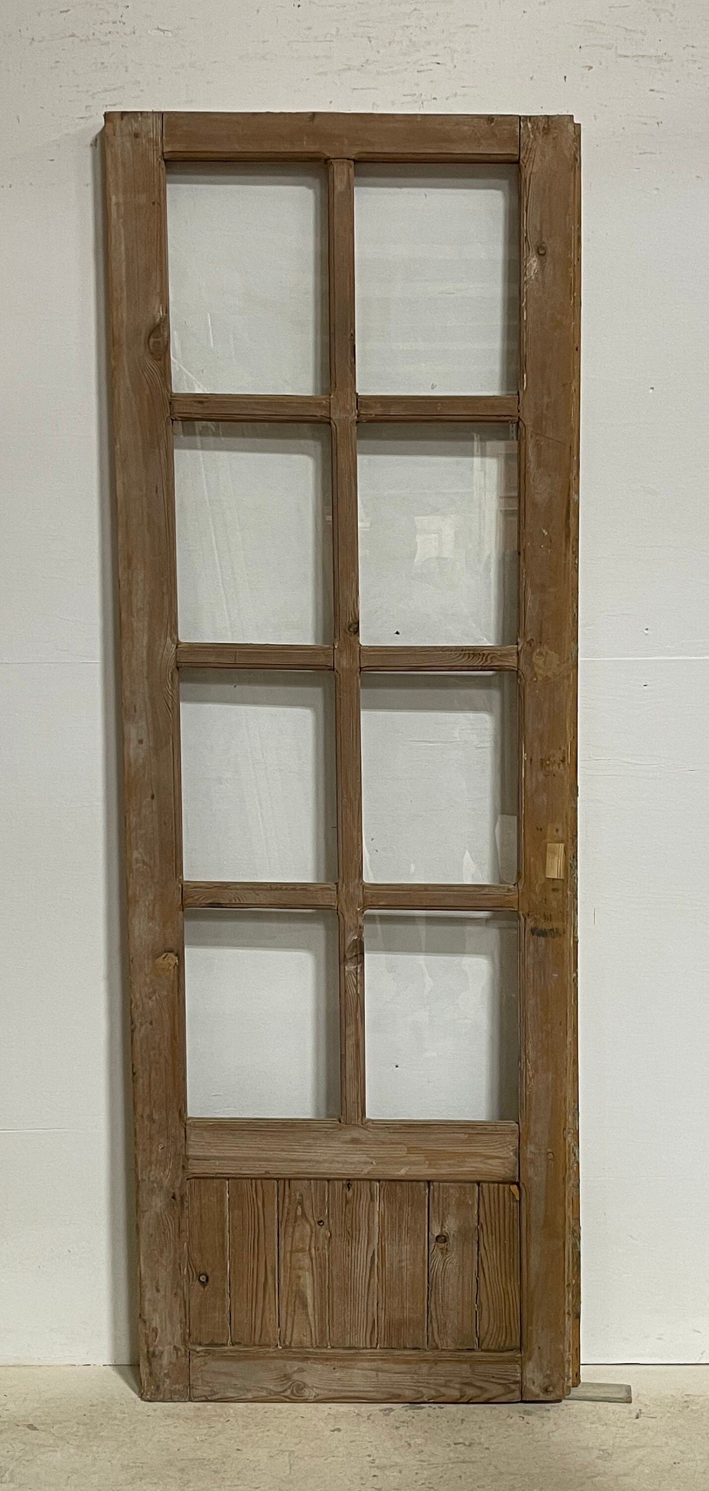 Antique French panel door with glass (81.5x28.5) G1611s(A)