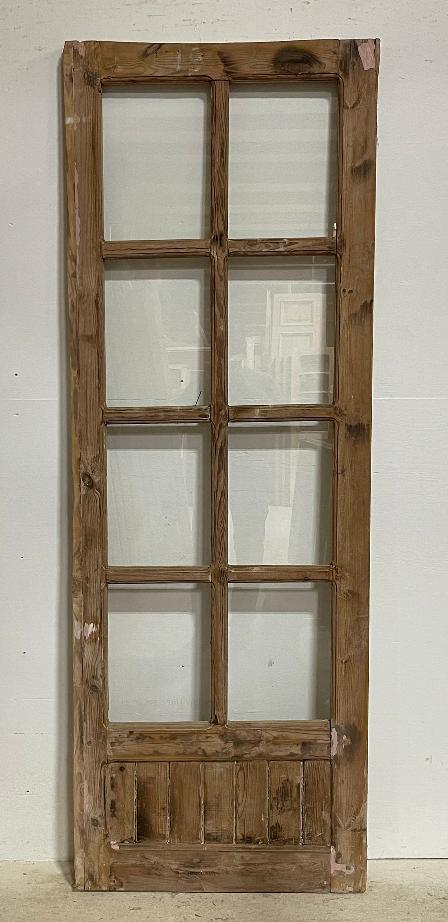 Antique French panel door with glass (80.25x28.5) G1611s(C)